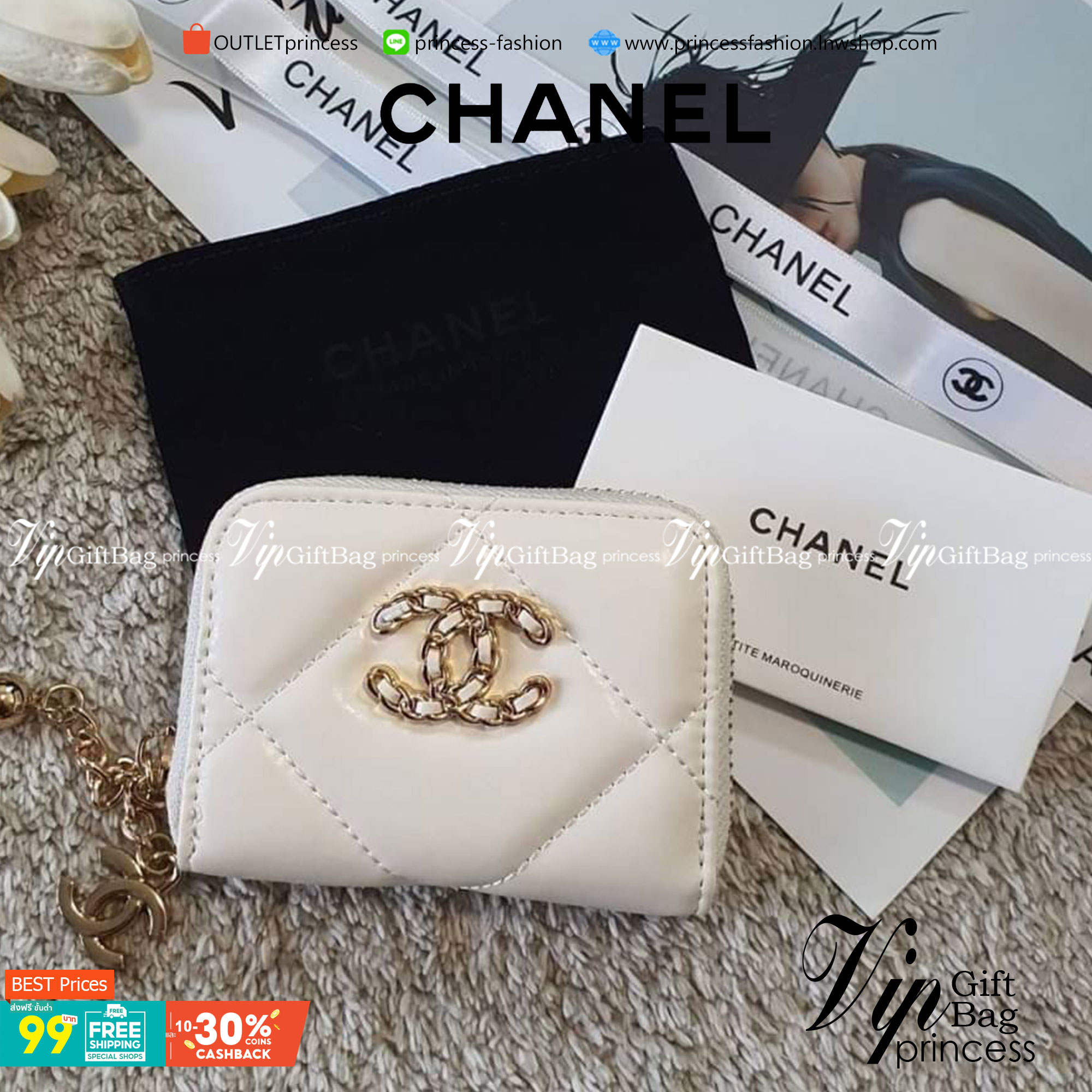 CHANEL zip short wallet มาพร้อม GIFT BOX สุดหรู! ครบชุดเซ็ตของขวัญ♡♡ กับ กระเป๋าสตางค์ใบสั้น แนะนำรุ่นนี้คะ งานพรีเมี่ยมกิ้ฟท์จากเค้าเตอร์ต่างประเทศ **ทรงน่ารักกก หนังเรียบ จากแบรนด์ CHANEL (GWP) ด้านหน้ามีโลโก้แบรนด์ CC สีทองหรู **อะไหล่สีท