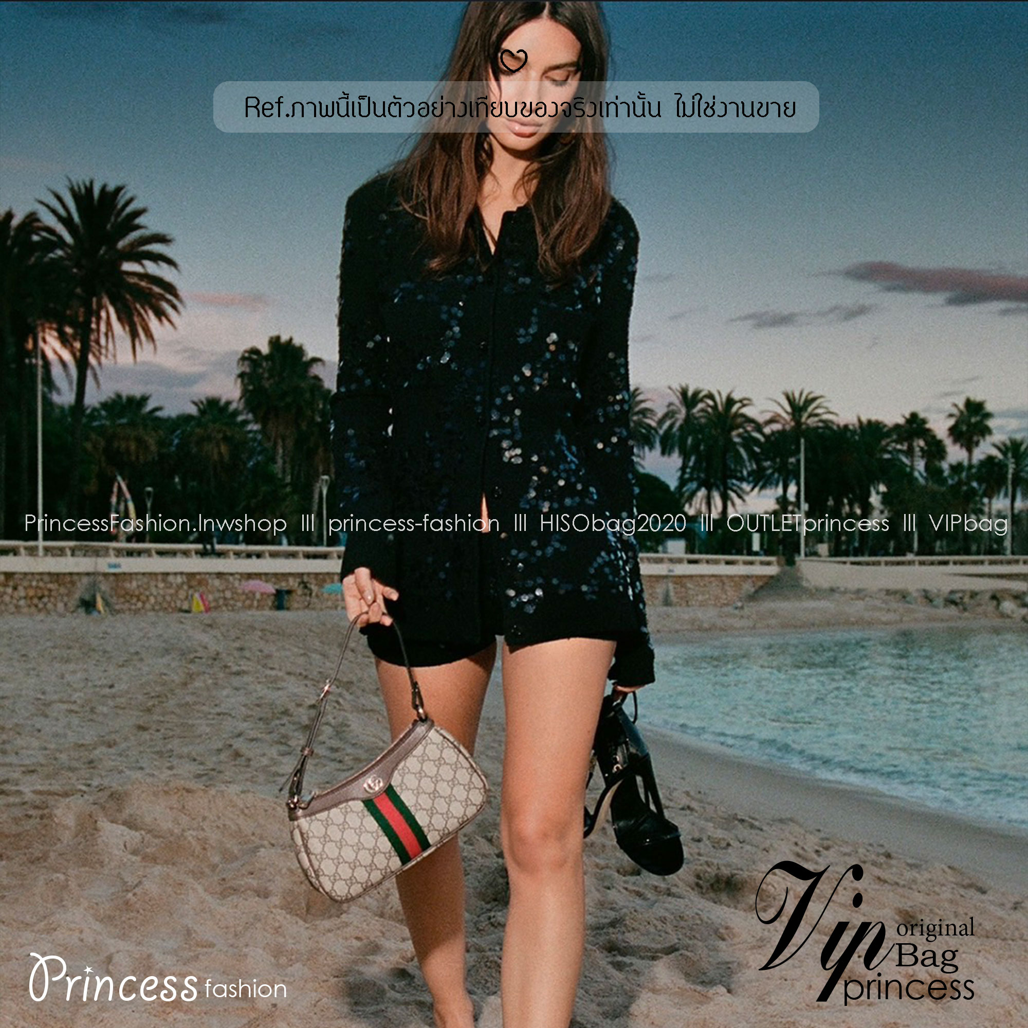 10" ORI หนังแท้ | Gucci Ophidia small shoulder bag GG Monogram Double G / Gucci Hobo Bag กระเป๋าสะพายทรงโฮโบขนาดเล็ก