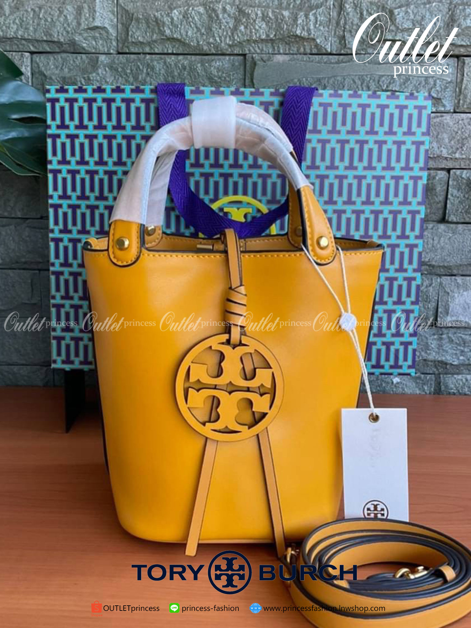 TORY BURCH LEATHER BUCKET BAG MILLER MINI BAG รุ่น 55222