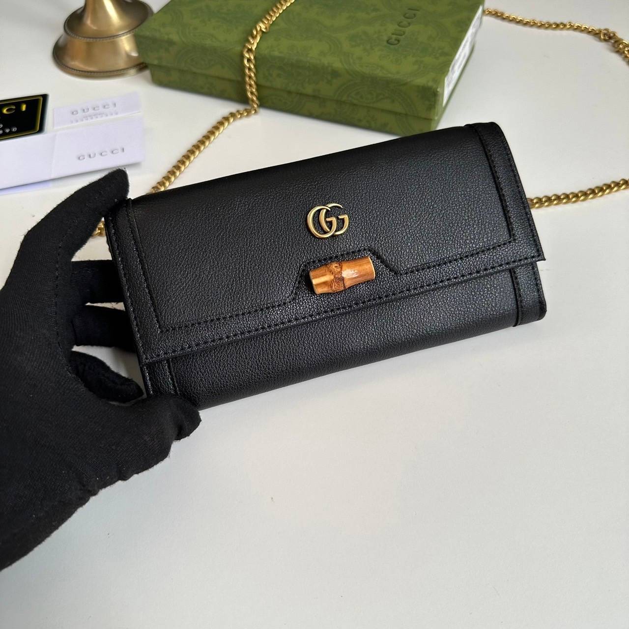 Gucci Diana chain wallet with bamboo / Gucci wallet Double G เกรดออริจินอล กระเป๋าสตางค์กุชชี่พร้อมสายโซ่ ภาพถ่ายจากงานขายจริง ใช้งานต่างประเทศได้