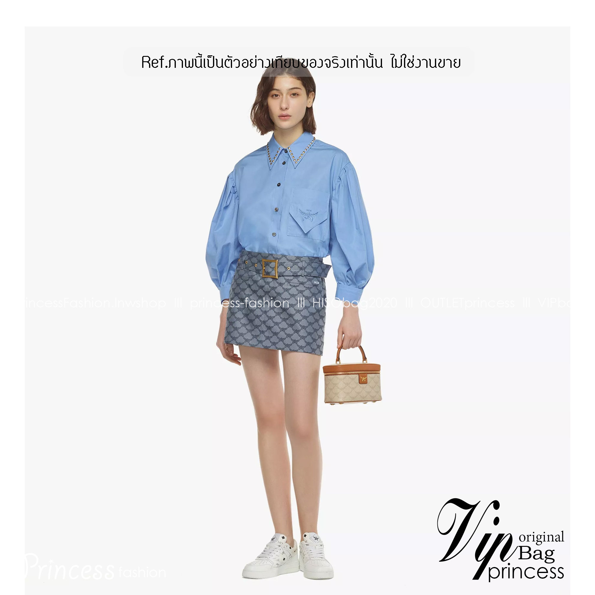 M.C.M HIMMEL VANITY CASE IN LAURETOS กระเป๋าทรงกล่อง มีหูจับด้านบน หนังสวยนุ่มมือ สวยงาม อะไหล่ทอง