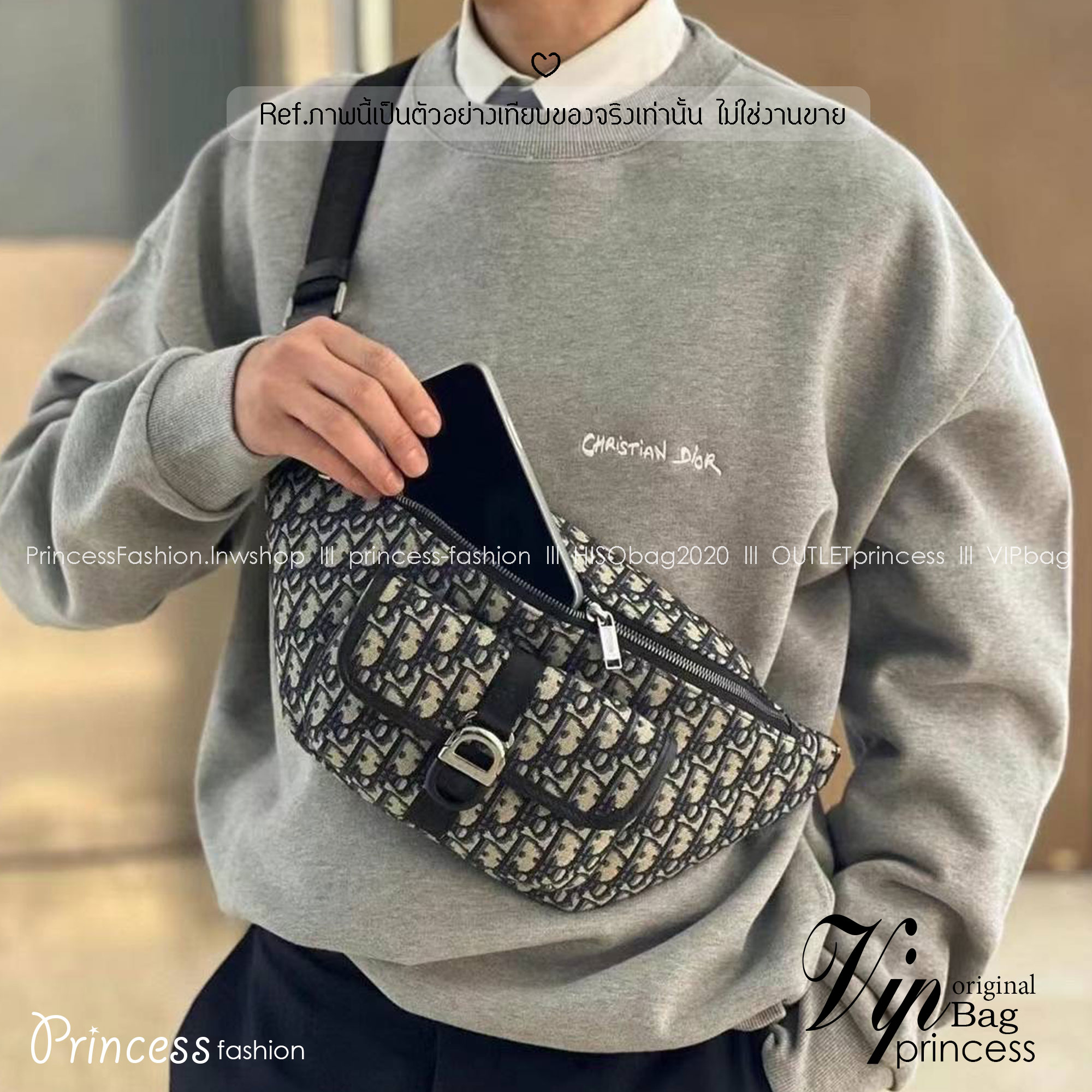DIOR 8 waist bag Oblique jacquard fabric กระเป๋าสะพายคาดอก เอกลักษณ์ทอผ้าแจ็คการ์ดอย่างดี สวยสง่างามเหนือกาลเวลา มีไว้ไม่มีเอาท์ ท่านชายควรมีมากค่ะ