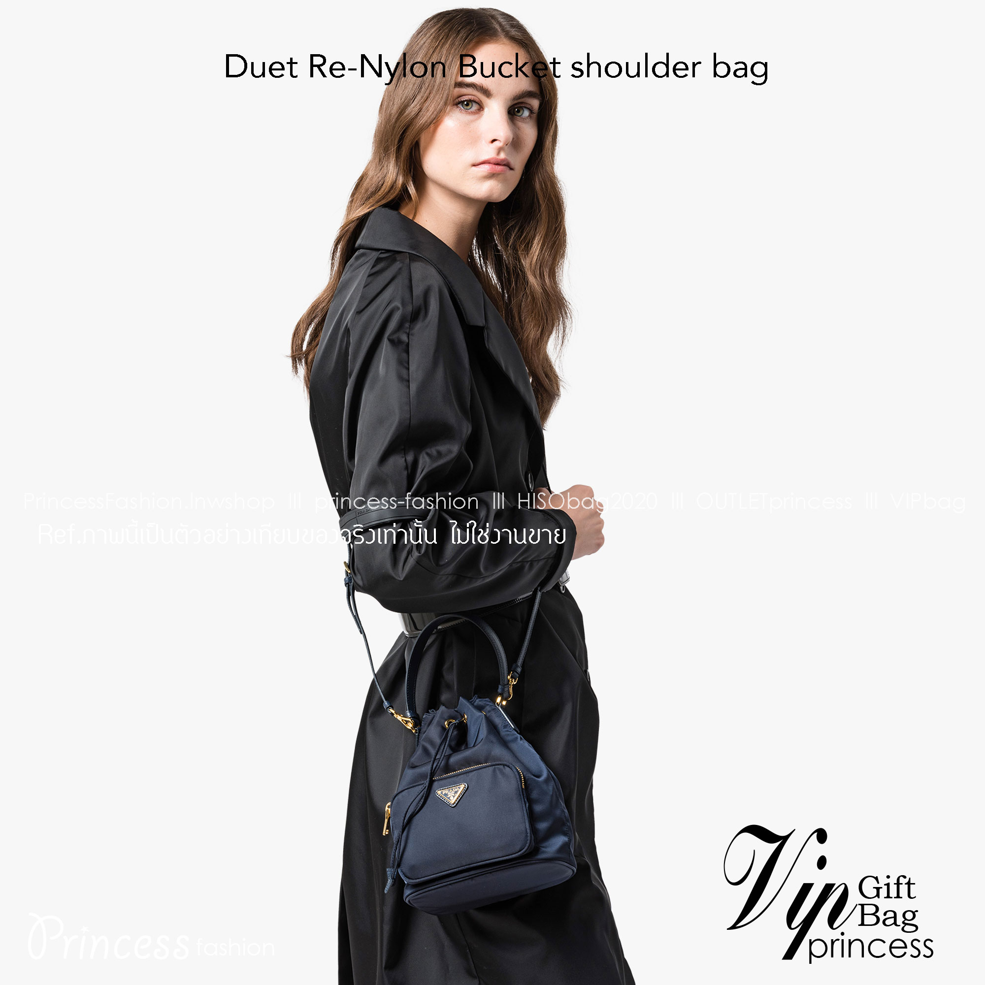 Prada Duet Re-Nylon Bucket shoulder bag / Prada Nylon bucket bag Pastel กระเป๋าสะพายข้าง ไซส์มินิ น้องทรงขนมจีบ น่ารัก น่าใช้ พร้อมสายยาว(ถอดได้) สีพาสเทลน่ารักละมุนมากๆ ค่ะ