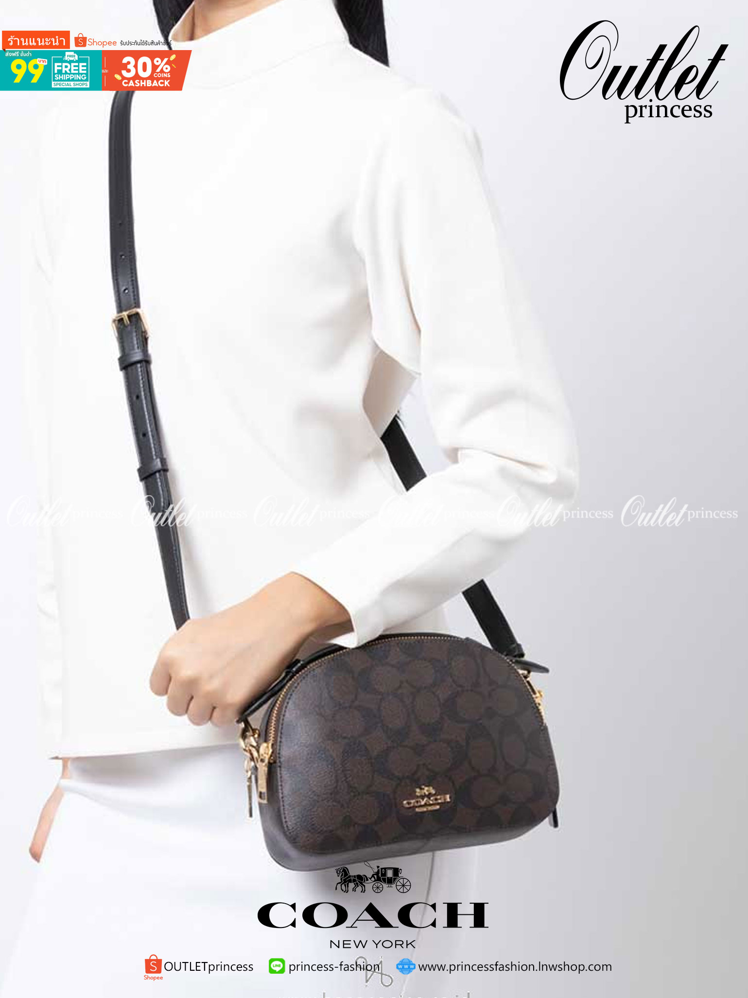 OUTLET 】COACH 1591 SERENA SATCHEL IN SIGNATURE CANVAS กระเป๋าสะพายคอลเลคชั่นยอดฮิต ดีไซน์ลุคผู้ดี ต้องยกให้น้องใบนี้เลย!! จัดสีขายดี สีลุคคุณหนูมาให้ สวยตาแตก!! วัสดุหนังแคนวาส เปิด-ปิดด้วยซิป 2 ช่องหลัก ภายในเป็นช่องโล่ง เก็บของได้แบบสบายๆ ใส่มือถือได้ทุ