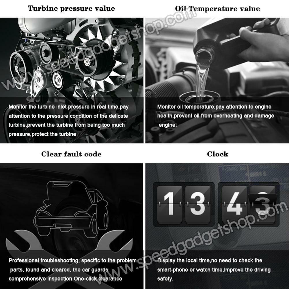 เกจวัด obd OBD2 Smart gauge Display Meter รุ่น P15 วัดความร้อนหม้อน้ำ วัดความเร็ว วัดรอบ วัดแบต นาฬิกาดิจิตอล มีเสียงเตือน ติดตั้งกับ port obd2 ไม่ต้องตัดต่อสายไฟ (อ่านโค้ด ลบโค้ด เครื่องยนต์ได้)