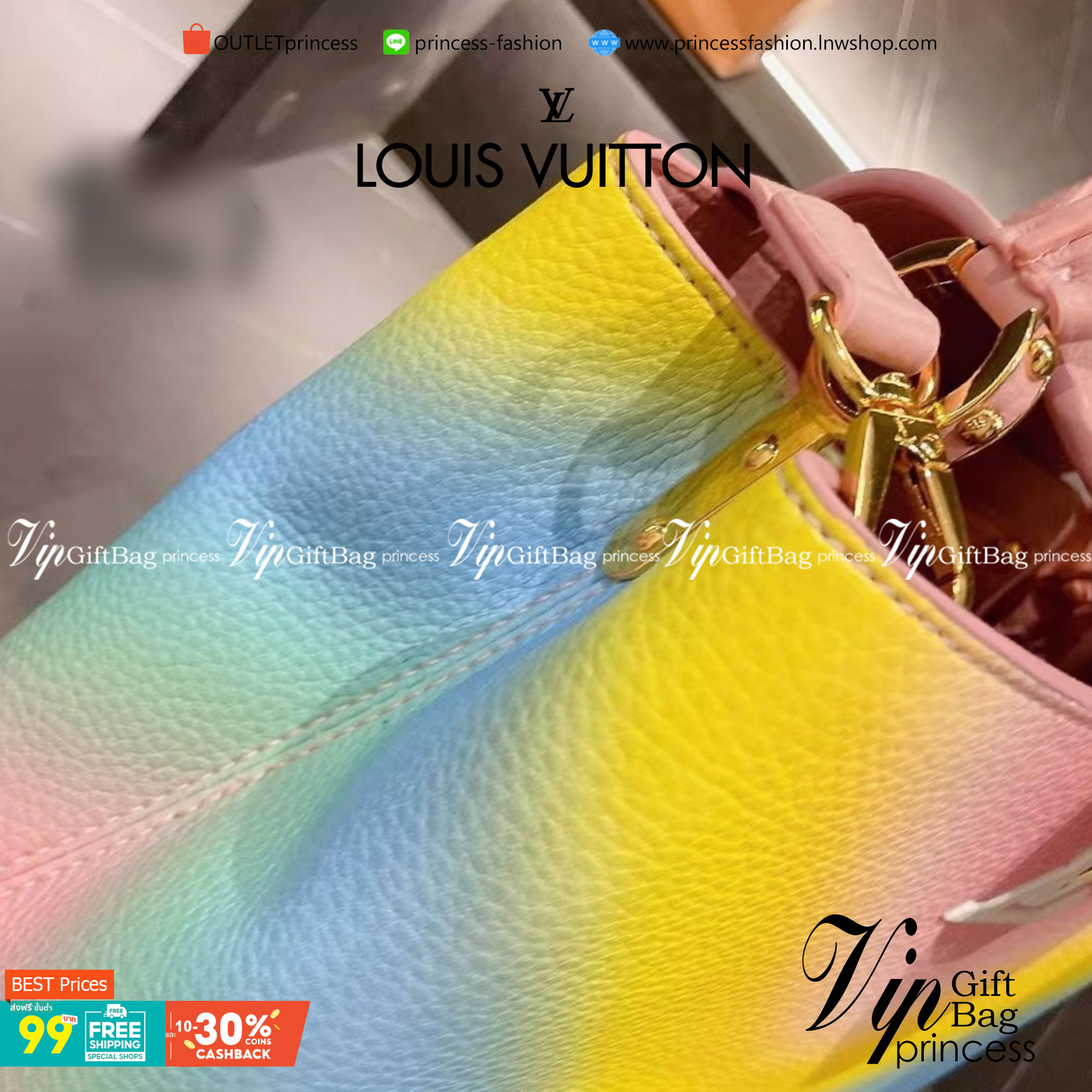 VIP 】หนังแท้ LV Louis Vuitton rainbow shoulder bag กระเป๋าสะพายมาใหม่สีเรนโบทรงtote อะไหล่สีทองสวยหรู มาพร้อมสายสะพายยาว คอลเลคชั่นใหม่ล่าสุด พร้อมเสิร์ฟความสวยถึงบ้านเช่นเคย!! ดีไซน์ย้อนยุค ที่แอบแฝงความเรียบหรูดูแพงอยู่ในตัว โทนสีคอนทราส ทำให้ไอเท็มนี้ด
