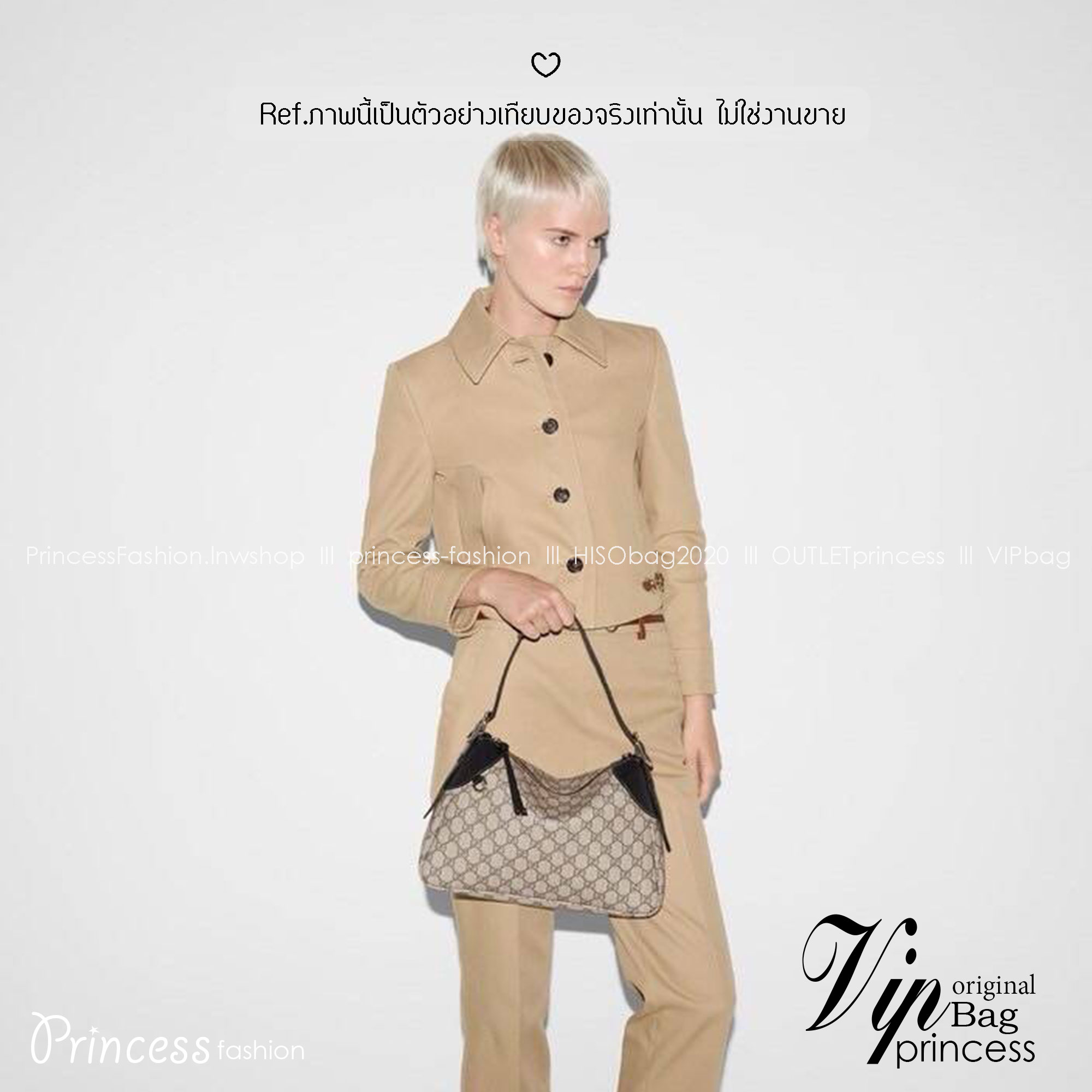 GUCCI GG Emblem medium shoulder bag กระเป๋าสะพายทรงใหม่สวยคลาสสิค เกรดหนังแท้ แคนวาสแท้ พิมพ์ลายคมชัด 🤍 เกรดออริจินอล สลับแท้