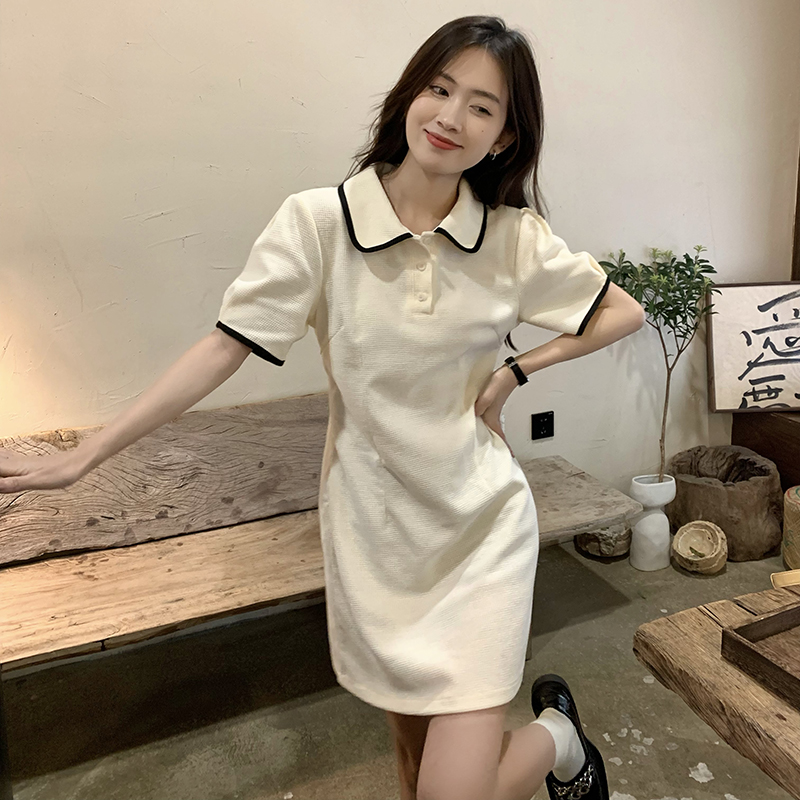 พร้อมส่ง 🤿🌥 Rice dress เดรสแขนสั้นสีขาวแต่งปกน่ารัก (37139)