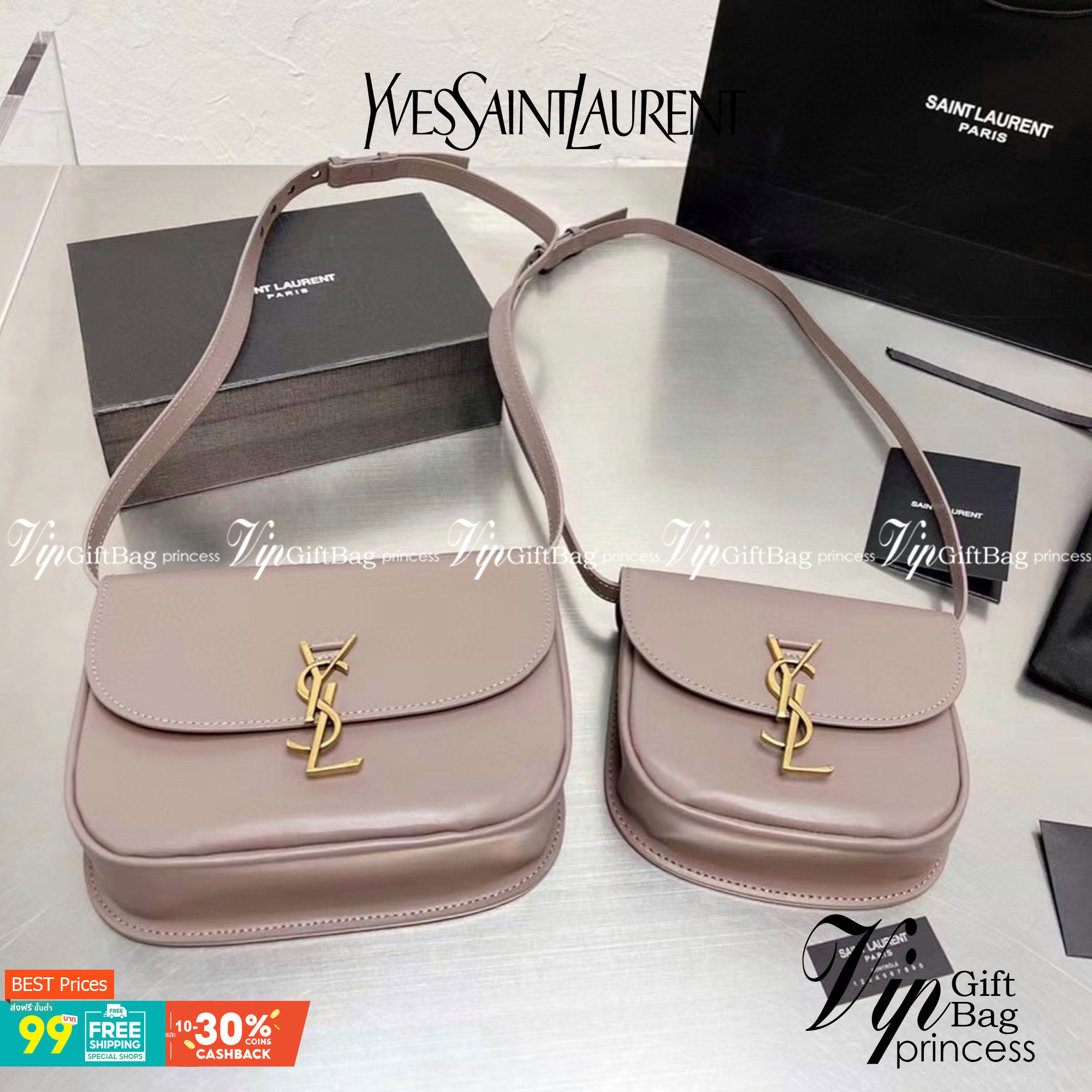 VIP 】หนังแท้ YSL SAINT LAURENT BORSA SATCHEL KAIA PICCOLA IN MORBIDA PELLE พร้อมส่งที่ไทย กระเป๋าสะพายหนังสวยหรูอยู่ทรงเปิดปิดด้วยฝาปิดโลโก้แบรนด์อะไหล่ทองวินเทจ ภายในโล่งมีช่องหลัก และช่องใส่บัตรสามารถใส่มือถือของใช้จุกจิกได้เยอะ สายสะพายหนังยาวปรับระดับ