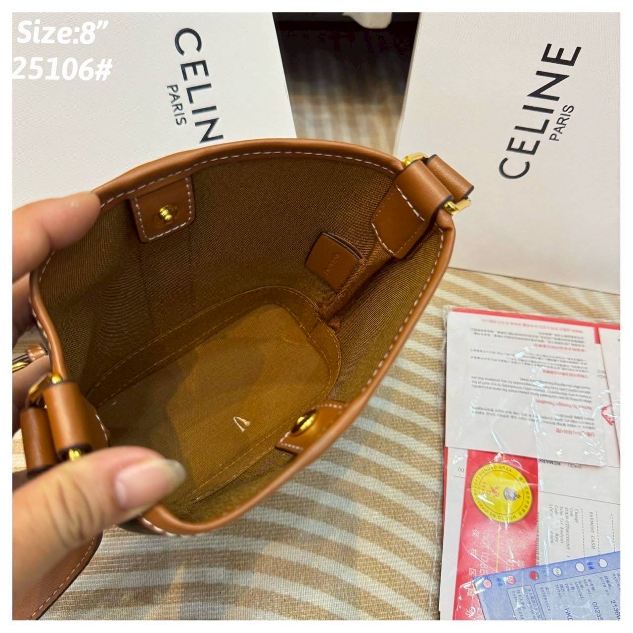 Celine bucket bag in Triomphe canvas and leather / Celine Tote Bag 6" 8" 9.5" กระเป๋าสะพายทรงบัคเก็ต โท้ทรุ่นแรกของแบรนด์ที่ได้รับความนิยมมากที่สุด ควรมีติดตู้ไว้เลย ดีไซน์สวยคลาสสิคไม่มีเอาท์