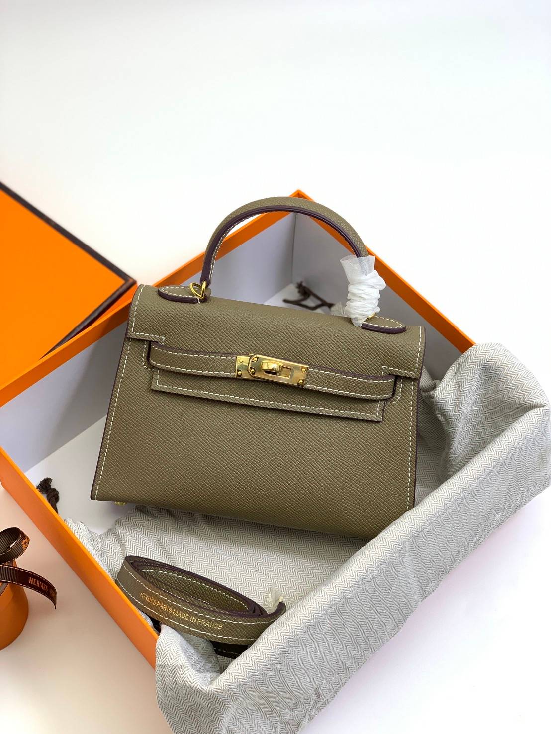 VIP หนังแท้ 】HERMES KELLY 20 MINI SELLIER GOLD EPSOM GOLD HARDWARE