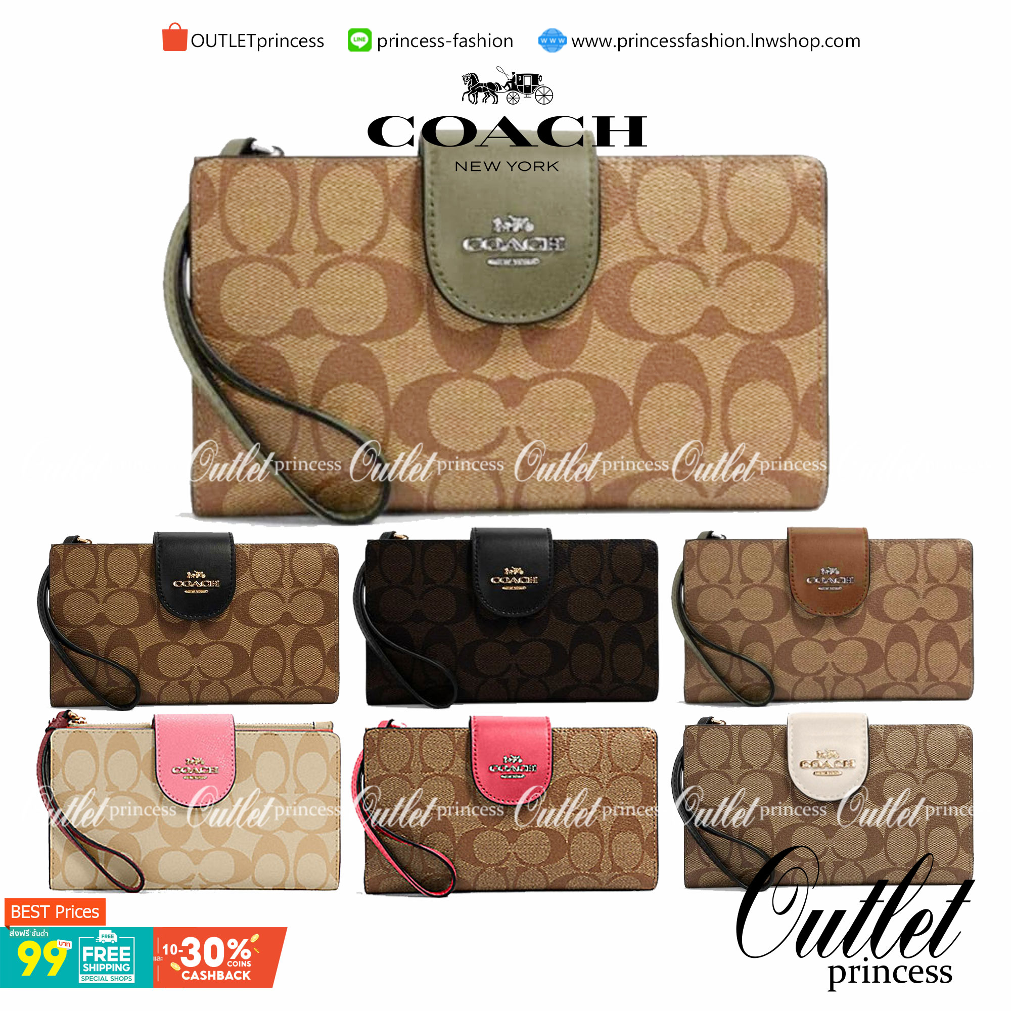 พร้อมส่ง 7 สี COACH C2874 TECH WALLET IN COLORBLOCK SIGNATURE CANVAS จัดให้สีใหม่ก่อนใคร!! ดีไซน์ใหม่ คอลเลคชั่นสวยหรู กระเป๋าสตางค์พร้อมสายคล้องมือ ง่ายต่อชีวิตมากจ้า!! มันดีอะไรเบอร์นี้ ใส่ได้ทั้งบัตร และโทรศัพท์ก็ใส่ได้ทุกรุ่น แถมยังมีช่องซิปแยกไปอีก ช