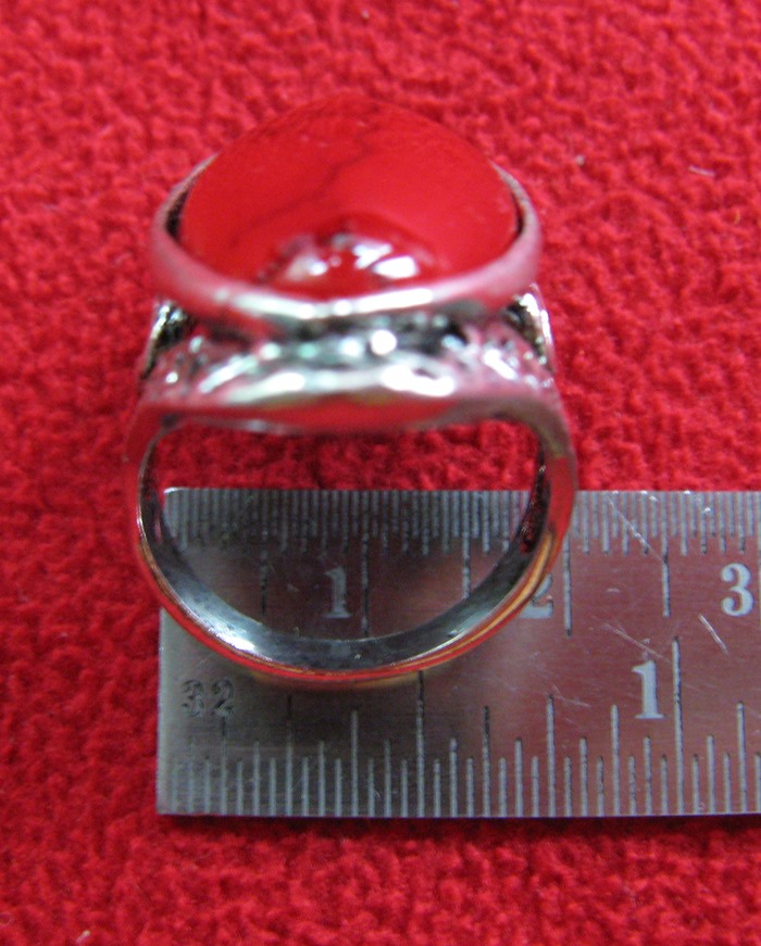 สินค้าหมดค่ะ แหวนหินปะการังสีแดง โรเดียมสีเงิน(คุ้มครอง)แบบ3ค่ะ