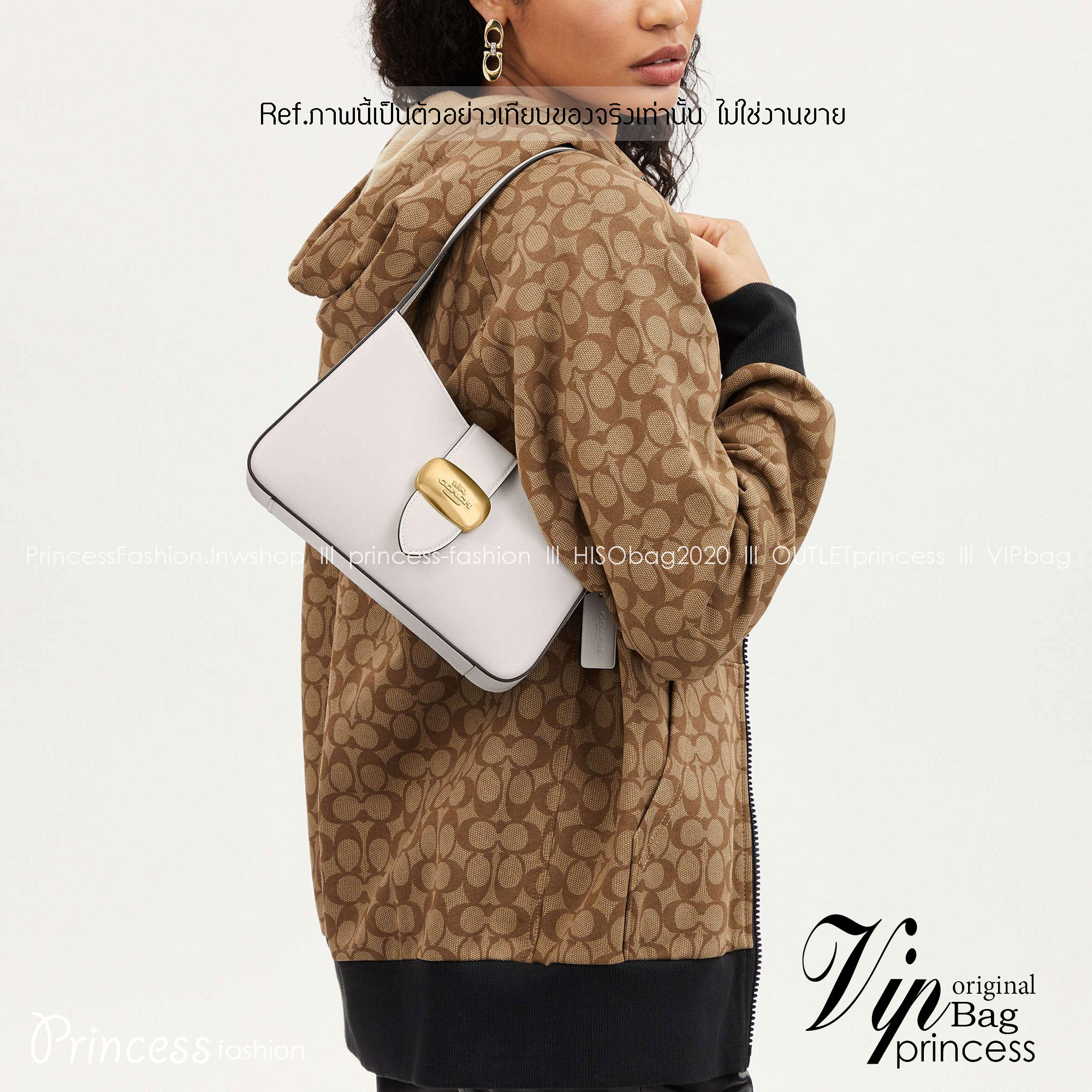 COACH ELIZA SHOULDER BAG IN SIGNATURE CANVAS CR532 / CR533 กระเป๋าสะพายไหล่ทรงโฮโบสุดหรู ดีไซน์โลโก้แบบใหม่สวยเด่น เกรดท็อปออริ เกรดดีสุด สลับแท้ 1:1 ใช้ต่างประเทศได้