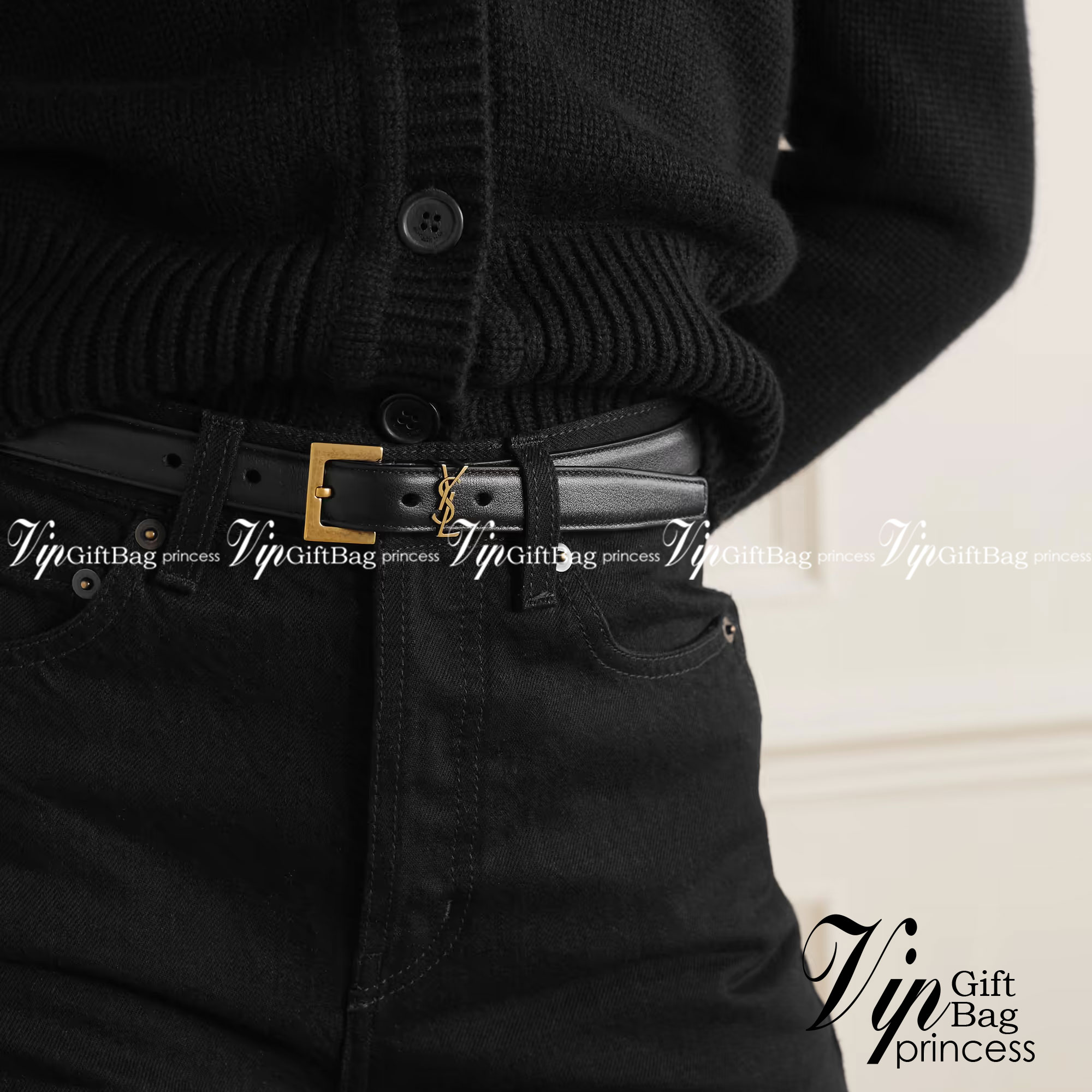 YSL Belt Black Leather เข็มขัดเกรดออริจินอลหนังแท้ พร้อมส่ง ภาพสินค้าถ่ายจากงานขายจริง ใช้งานต่างประเทศได้