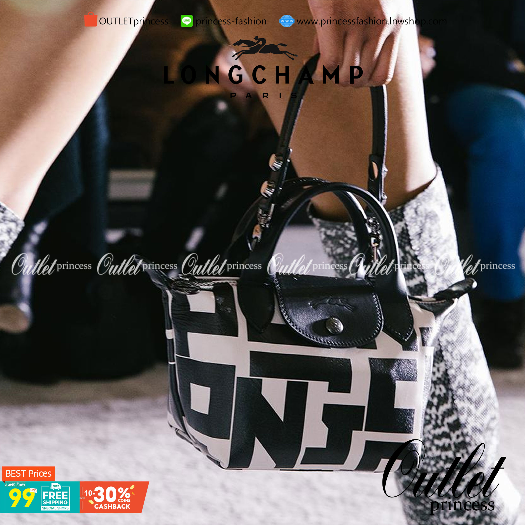 Longchamp Le Pliage Lgp Mini Tote - กระเป๋าถือขนาดเล็ก วัสดุหนังเมทิส หรือ หนังแกะ - น้ำหนักเบา จุของได้เยอะ เปิด-ปิดด้วยซิปสะดวกใช้