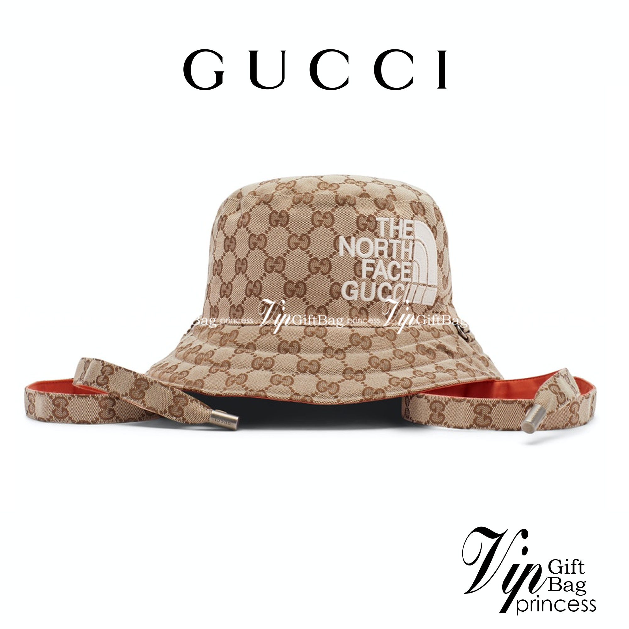 The North Face x Gucci GG canvas hat พร้อมส่งที่ไทย หมวกผ้าแคนวาสใส่ได้ 2 ด้าน พร้อมสายรัดคางเส้นยาว งานปักละเอียดคมชัด เกรดออริจินอล สวย คุ้มค่าค่ะ