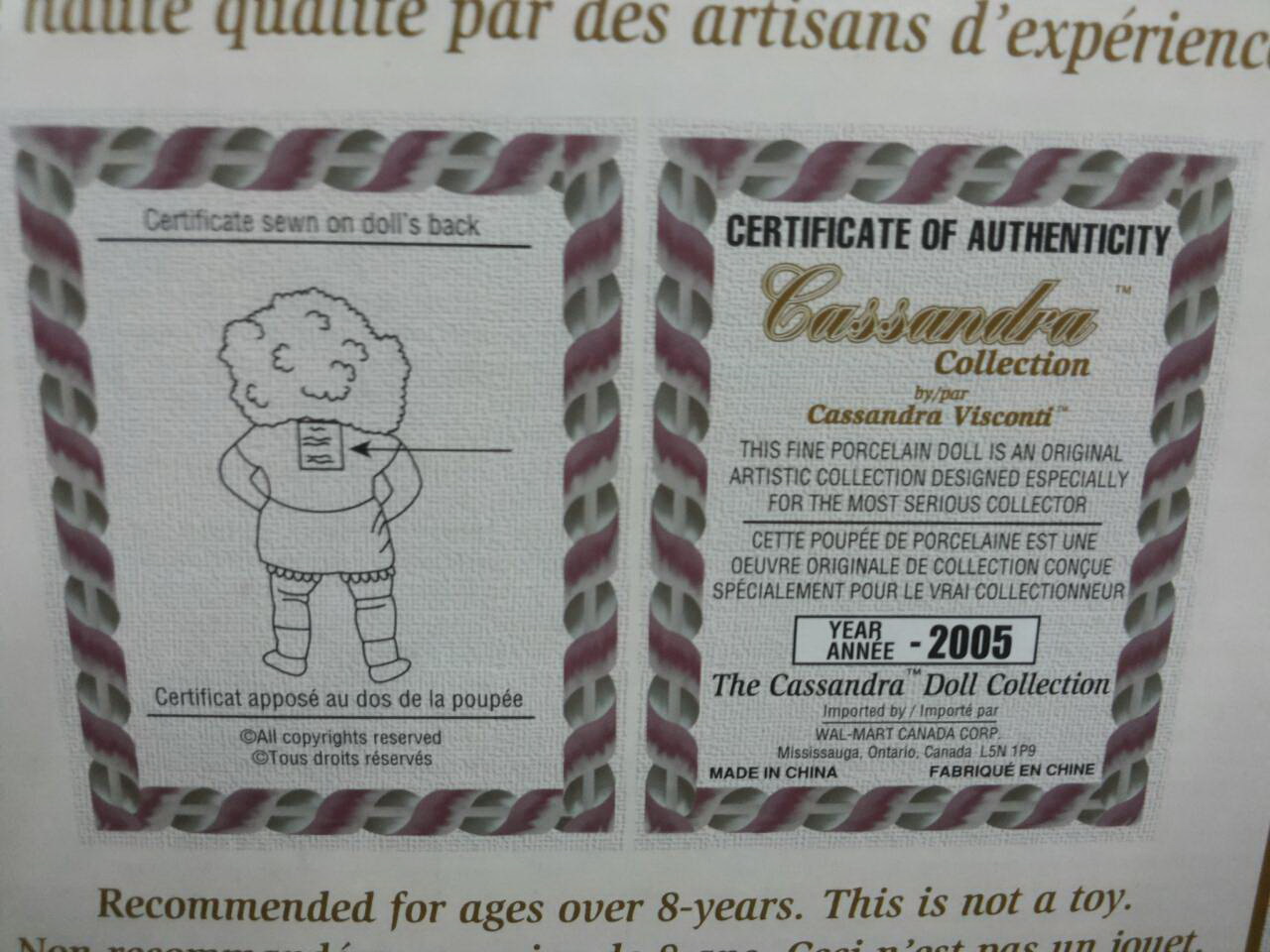 CASSANDRA VISCONTI porcelain doll YEAR 2005 Edition 16 "