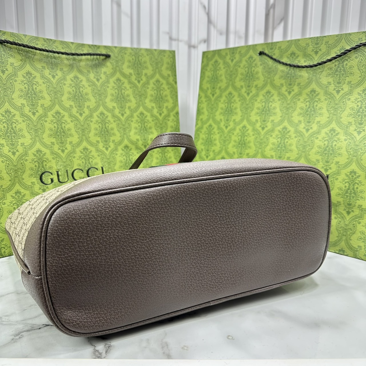 ORI หนังแท้ | Gucci Ophidia medium tote bag GG Monogram Double G / Gucci Tote Bag กระเป๋าสะพายทรงโท้ทใบใหญ่ ภายในโล่งกว้างจุของได้เยอะ