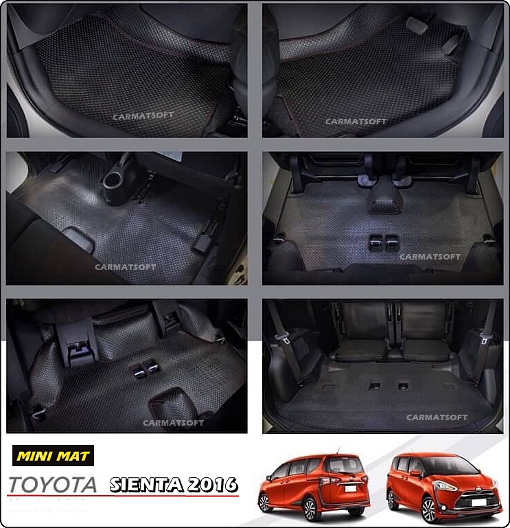 ยางปูพื้นรถยนต์TOYOTA SIENTA รุ่น กระดุมเม็ดเล็กMINI PVC สีดำ เต็มคัน