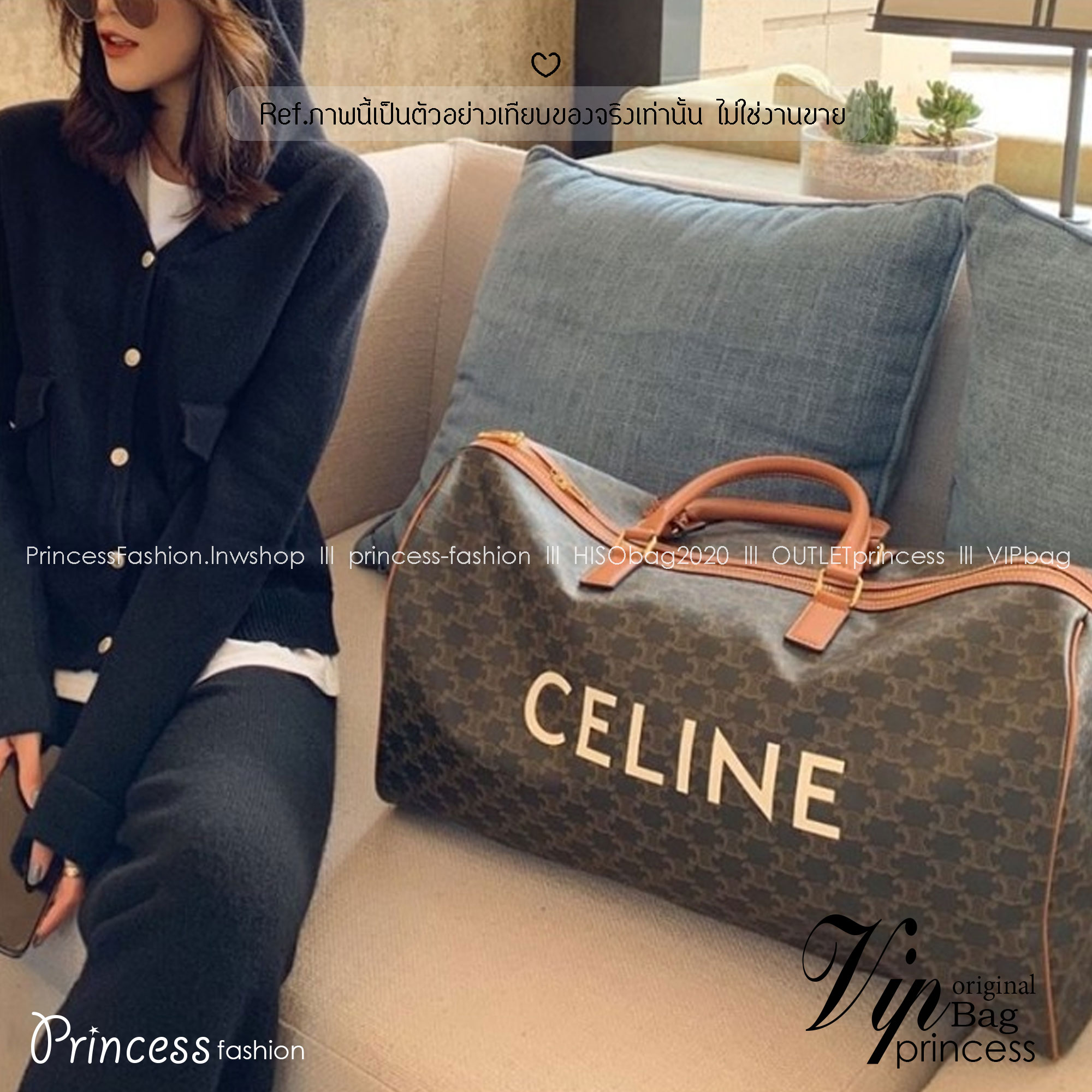 CELINE Large Voyage bag in Triomphe Canvas / Celine Keepall Bag กระเป๋าทรงบอสตันใบใหญ่จุสัมภาระได้เยอะสุดๆหนังขึ้นลาย Signature สวยหรูสุดคลาสสิค ดีไซน์ไม่มีเอ้าท์