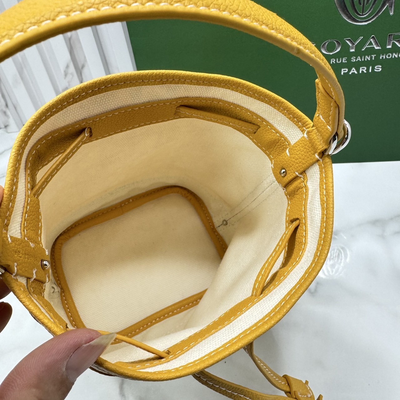 RI หนังแท้ | Goyard Petit Flot Mini bucket bag กระเป๋าสะพายทรงบัคเก็ต ไซส์มินิ ดูผู้ดีในตัว วัสดุหนังแคนวาสพิมพ์ลายสวยคม