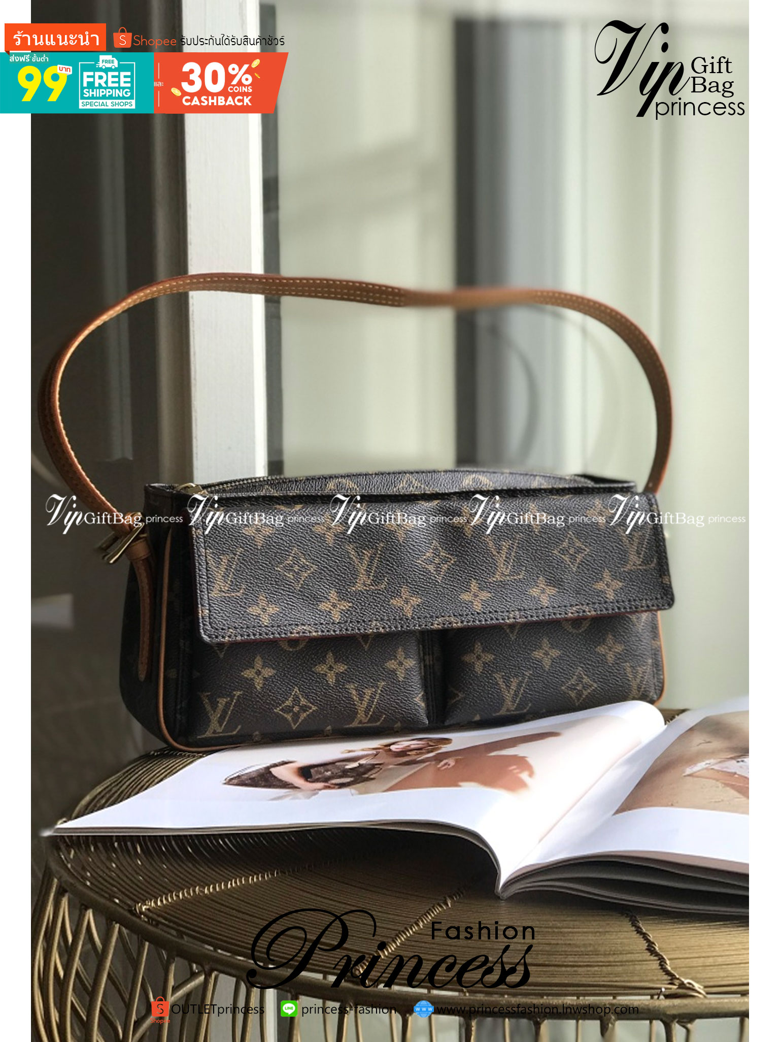 LV VIBA CITE MM Monogram เกรดออริจินอล กระเป๋าสะพายไหล่งานแบรนด์ รุ่นวินเทจ เป๊ะ ปัง ปั้มทุกจุด สวยหรูดูแพง ตามแบบฉบับแบรนด์ ภาพถ่ายจากงานขายจริง ใช้งานต่างประเทศได้