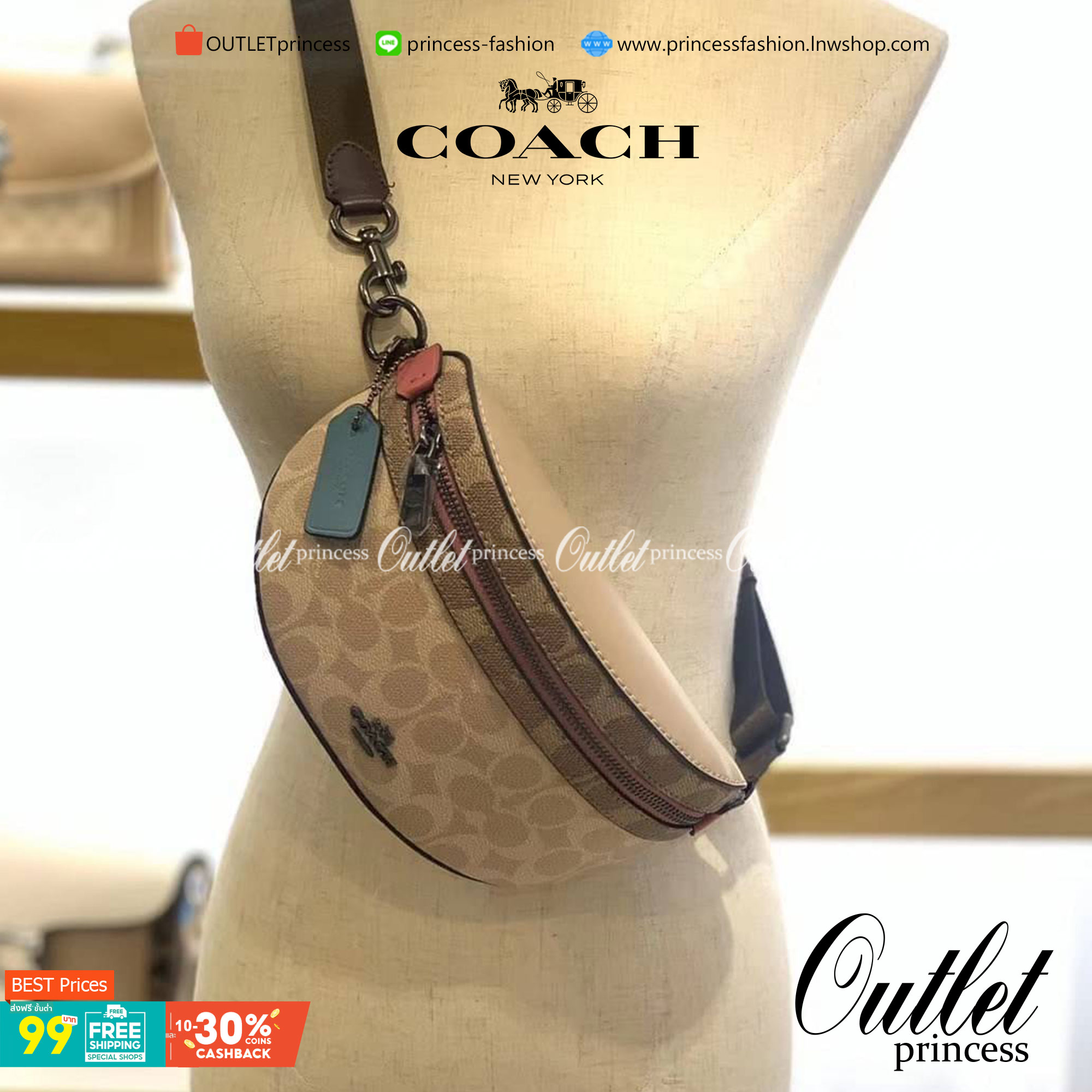 LIMITED EDITION !! COACH BELT BAG IN SIGNATURE WITH REXY BY GUANG YU กลับมาอีกครั้งกับ Coach X Disney สวยงามมากๆค่ะ คาดอก คาดเอวได้ ลาย C ตัดขอบหนังเรียบ มีช่องซิปทั้งหน้า//หลัง ใส่มือถือได้ทุกรุ่น;พาสปอร์ตได้ ;กระเป๋าเงินใบกลางได้;อื่นๆจำเป็นได้ครบค่ะ.