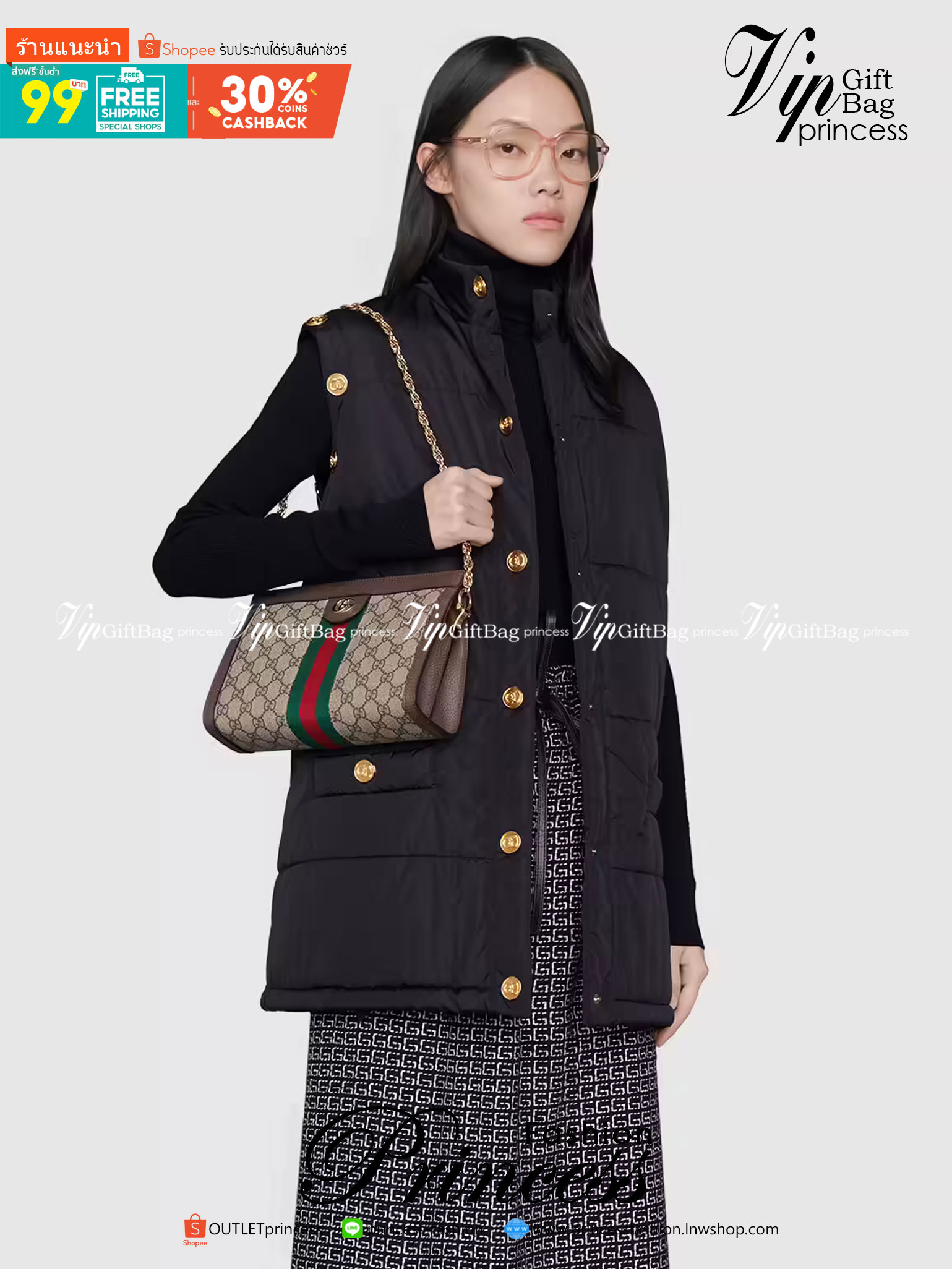 Gucci Ophidia GG small shoulder bag พร้อมส่งที่ไทย ภาพถ่ายจากงานขายจริง ใช้งานต่างประเทศได้