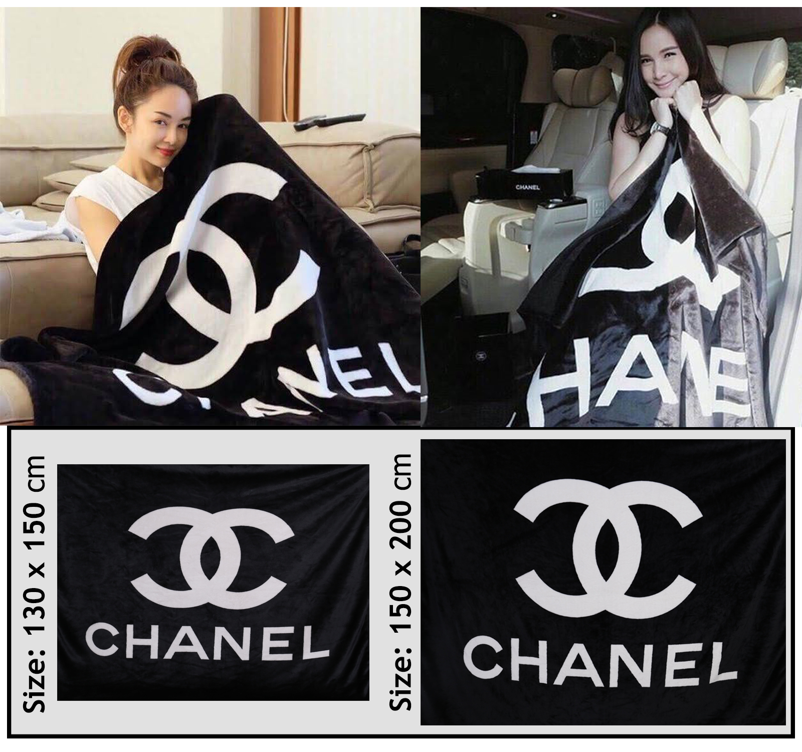 Chanel Blanket ต้อนรับหน้าหนาวนี้!!! กับผ้าห่ม Chanel ขนาดพกพา เนื้อผ้าขนสำลีหนานุ่ม ทูโทนขาวดำคลาสสิก ทรงสี่เหลี่ยมผืนผ้า เนื้อผ้านิ่ม ใช้เป็นผ้าห่มหรือผ้าคลุมเตียง คลุมเบาะก็ได้ค่ะ รีบจับจองกันเลยนะคะ