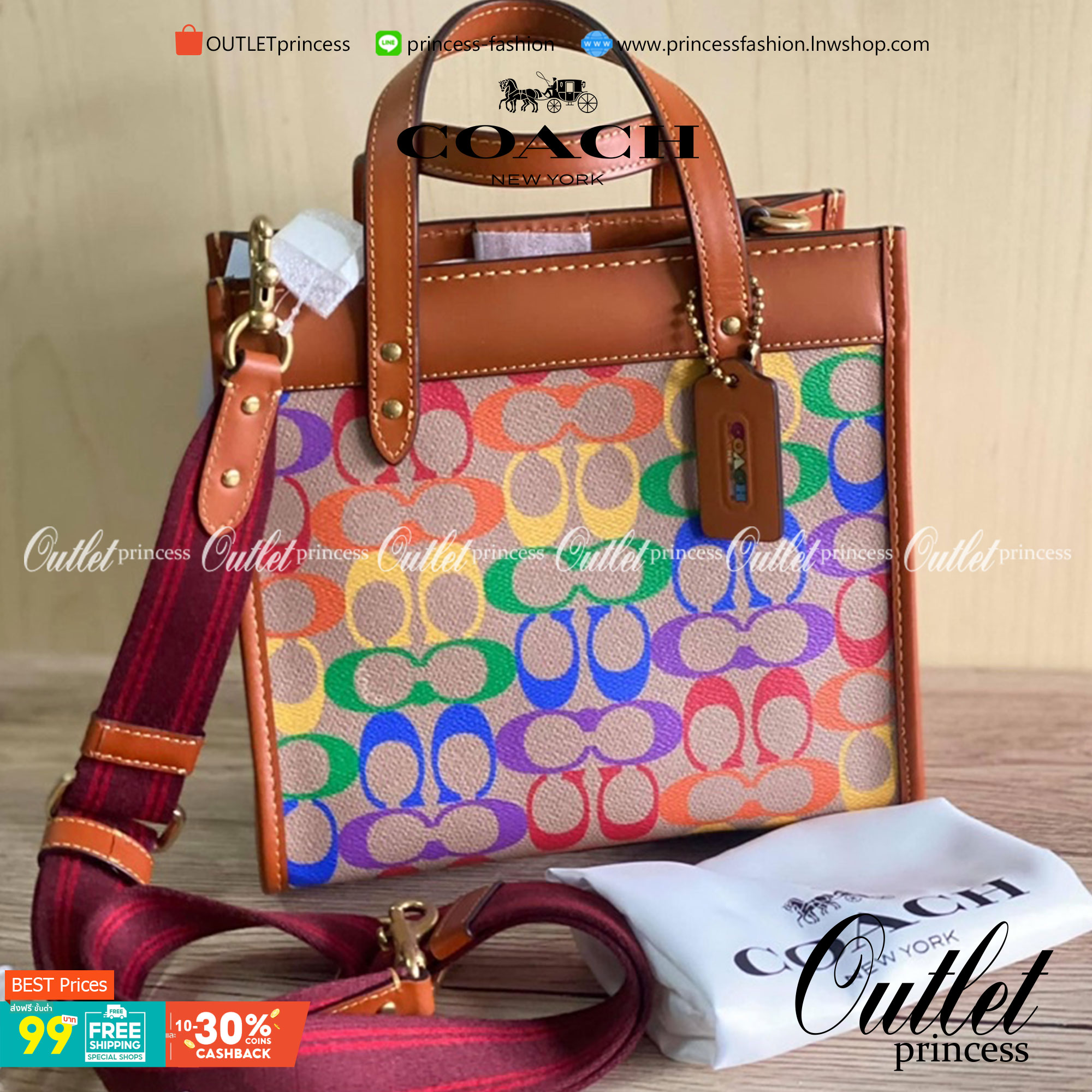 COACH C5142 COACH FIELD TOTE 22 IN RAINBOW SIGNATURE a COACH C5142 COACH FIELD TOTE 22 IN RAINBOW SIGNATURE a