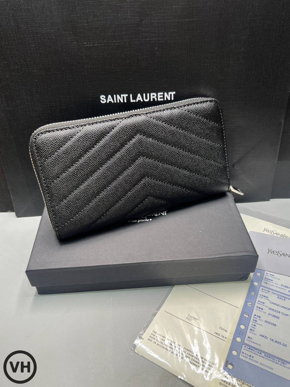 ORI หนังแท้ | YSL zip around wallet / YSL Long Wallet กระเป๋าสตางค์ใบยาวซิปรอบ 🤍 เกรดออริจินอล