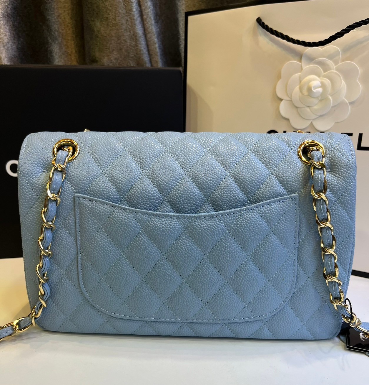 พร้อมส่งโทนพาสเทล CHANEL Classic in Pastel 25cm กระเป๋าสะพายรุ่นยอดนิยมเรียบหรู เกรดออริ 1:1 ใช้งานต่างประเทศได้ ภาพถ่ายจากงานขายจริง