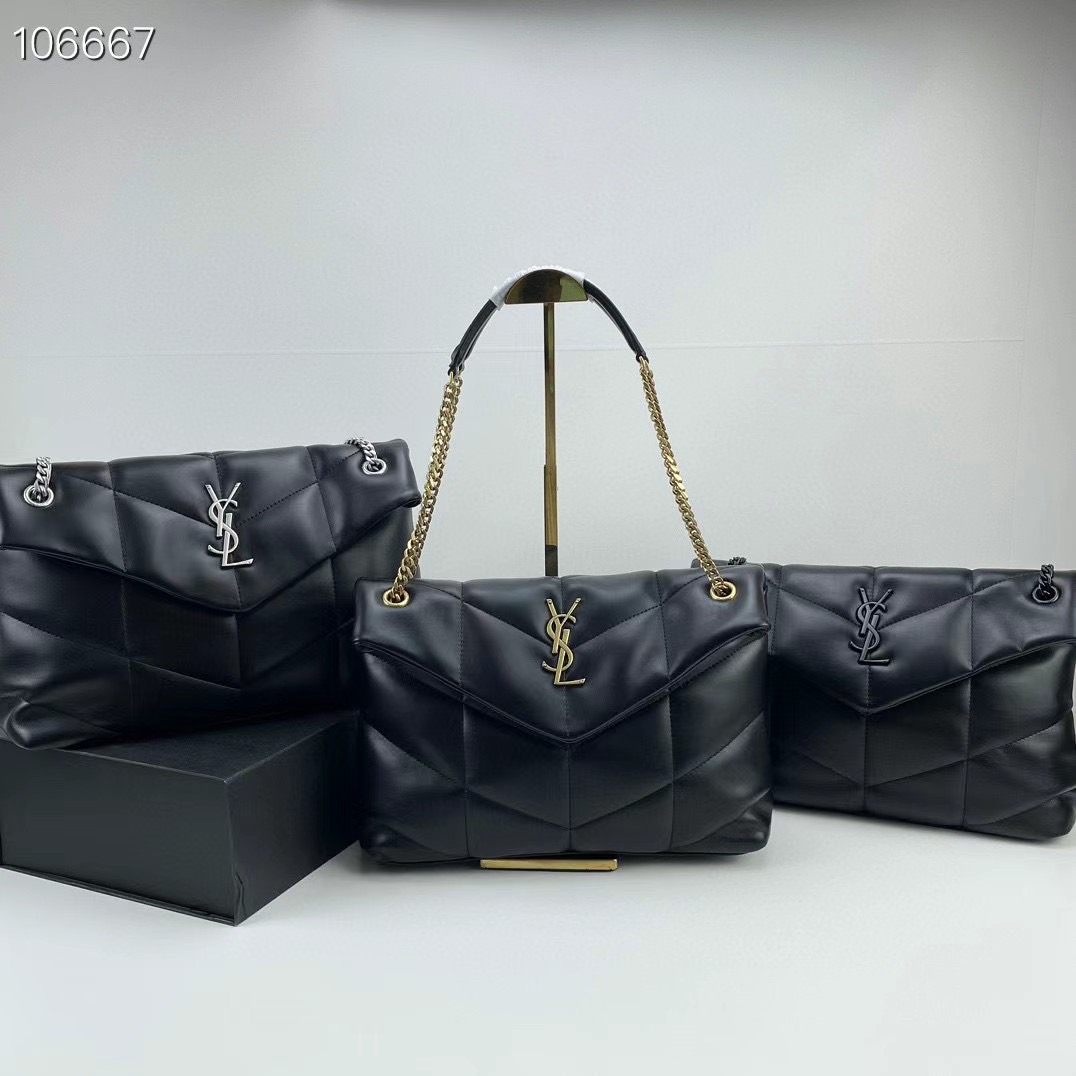 YSL YSL PUFFER SMALL IN NAPPA LEATHER 28cm กระเป๋าสะพาย เกรดหนังสวยเต็มใบ เกรดออริ 1:1 ใช้งานต่างประเทศได้