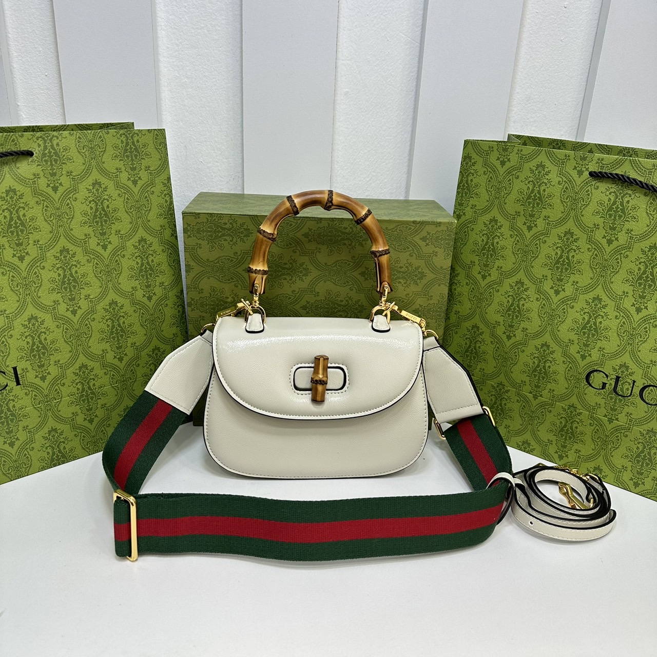 GUCCI BAMBOO 1947 TOP HANDLE BAG กระเป๋าถือ/สะพาย มือจับลายไม้ไผ่หรูหรา เกรดออริ สลับแท้ 1:1 ใช้งานต่างประเทศได้