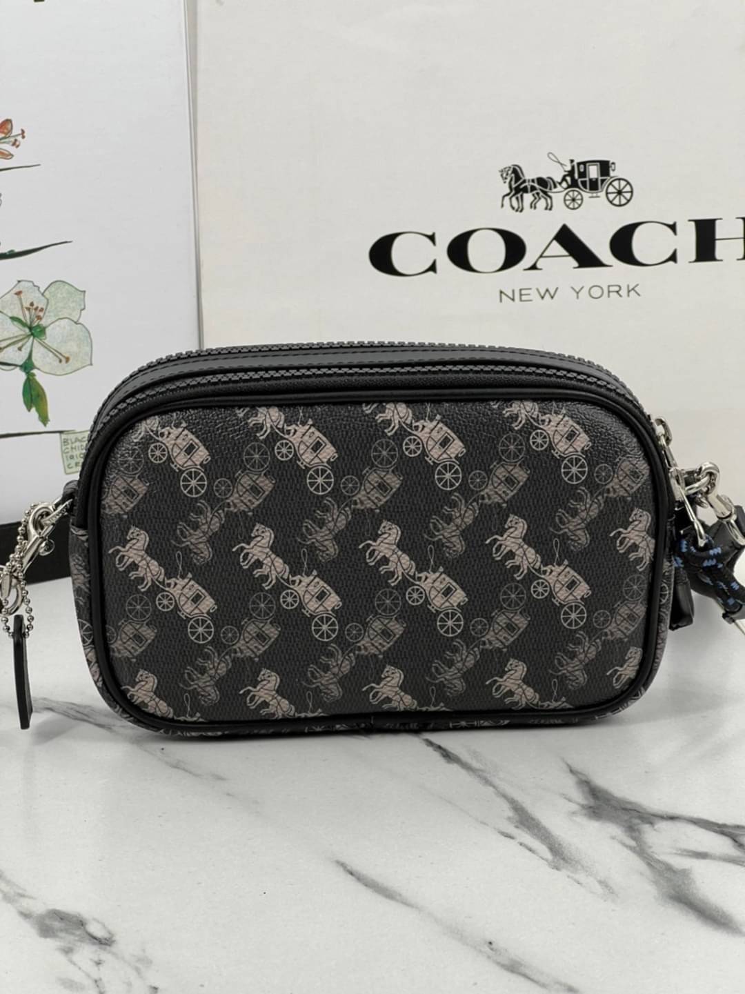 COACH CROSSBODY POUCH WITH HORSE AND CARRIAGE PRINT (F84639) พร้อมส่งที่ไทย