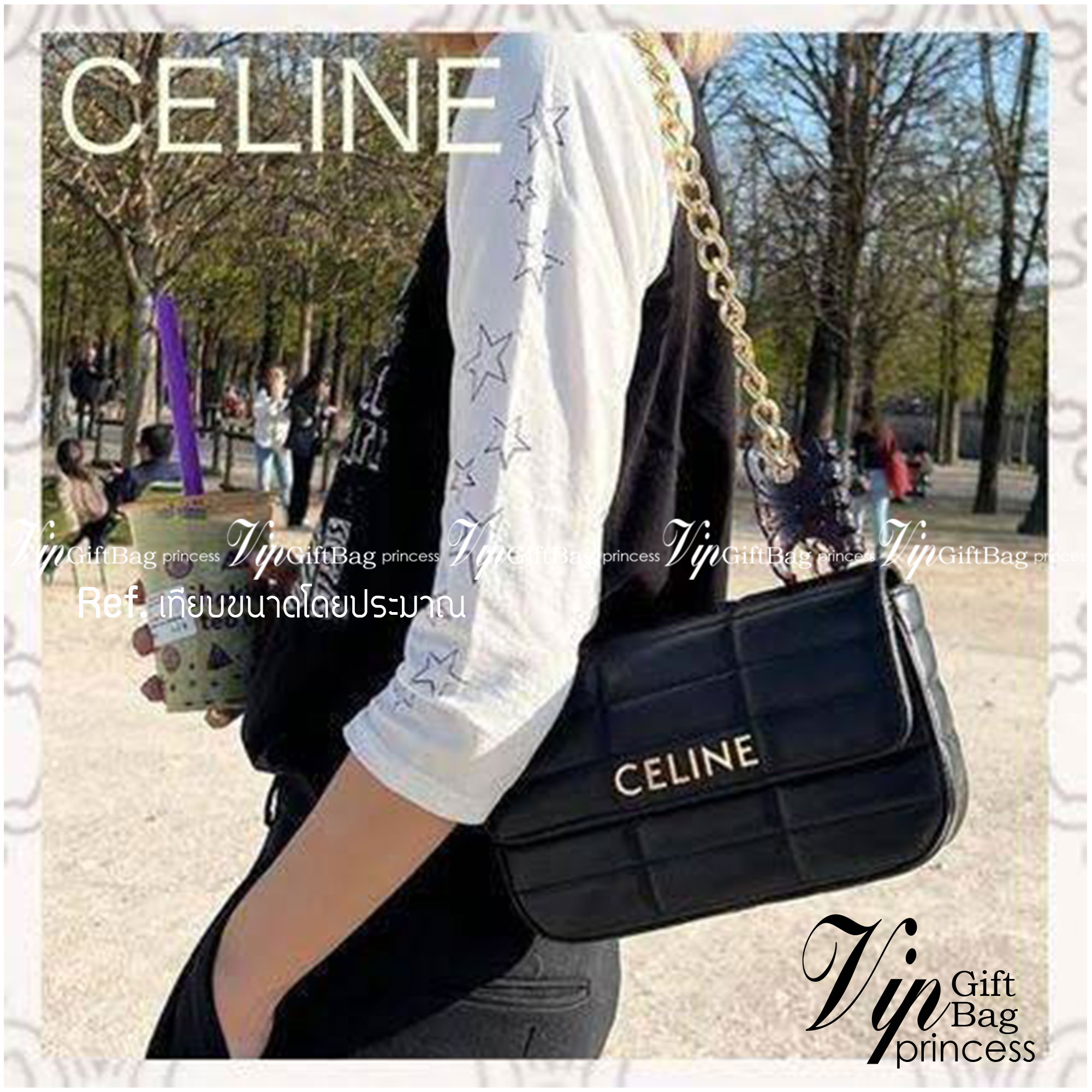CELINE CHAIN SHOULDER BAG MATELASSE MONOCHROME CELINE in Quilted Goatskin กระเป๋าเทรนด์กระเป๋าสุดฮอตแต่ยังคงความคลาสสิก