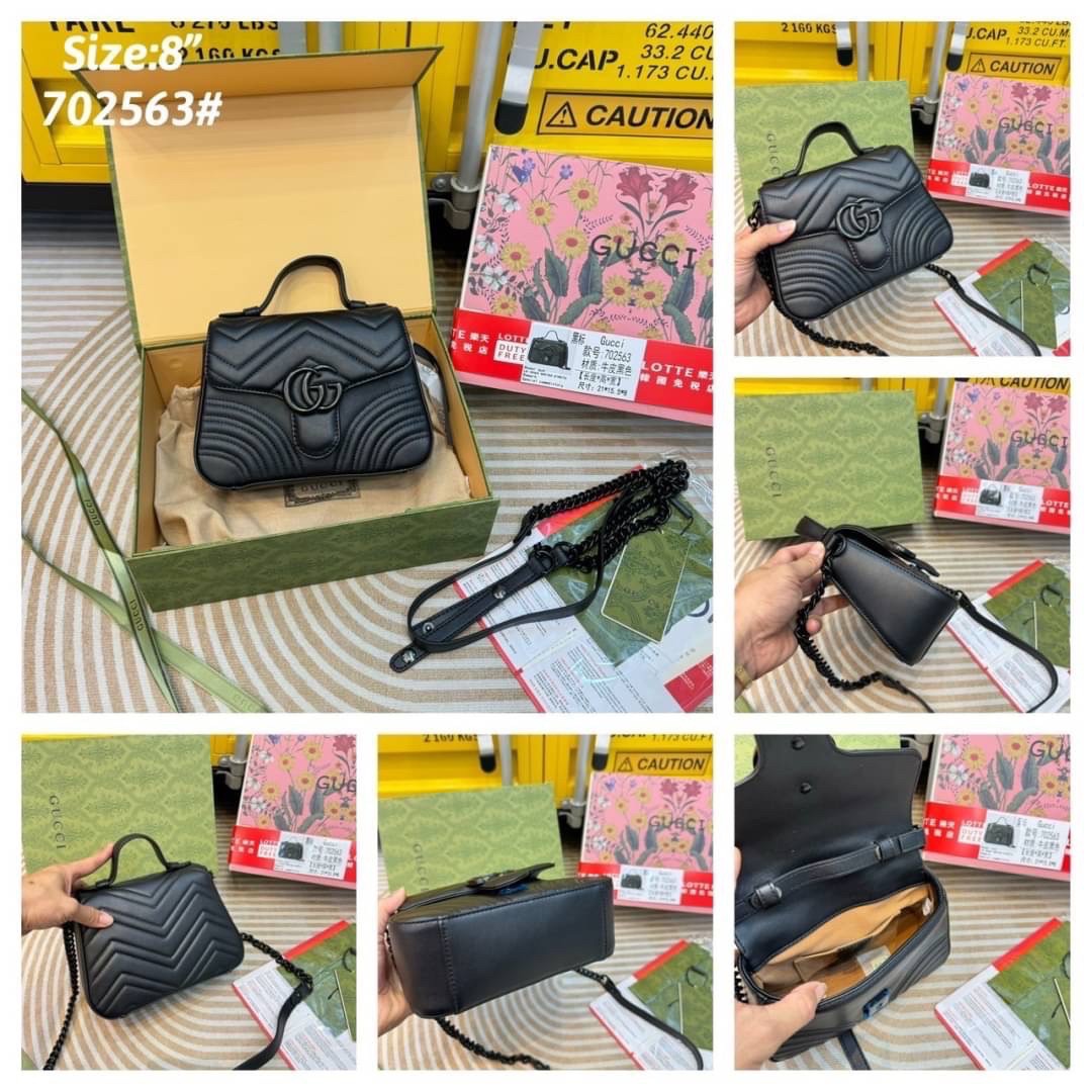 GUCCI GG Marmont mini top handle bag กระเป๋าสะพายข้างรุ่นคลาสสิค ดีไซน์ใหม่พร้อมหูจับในตัว ใช้งานง่าย สายสะพายยาวถอดได้ ถือออกงานก็ปัง