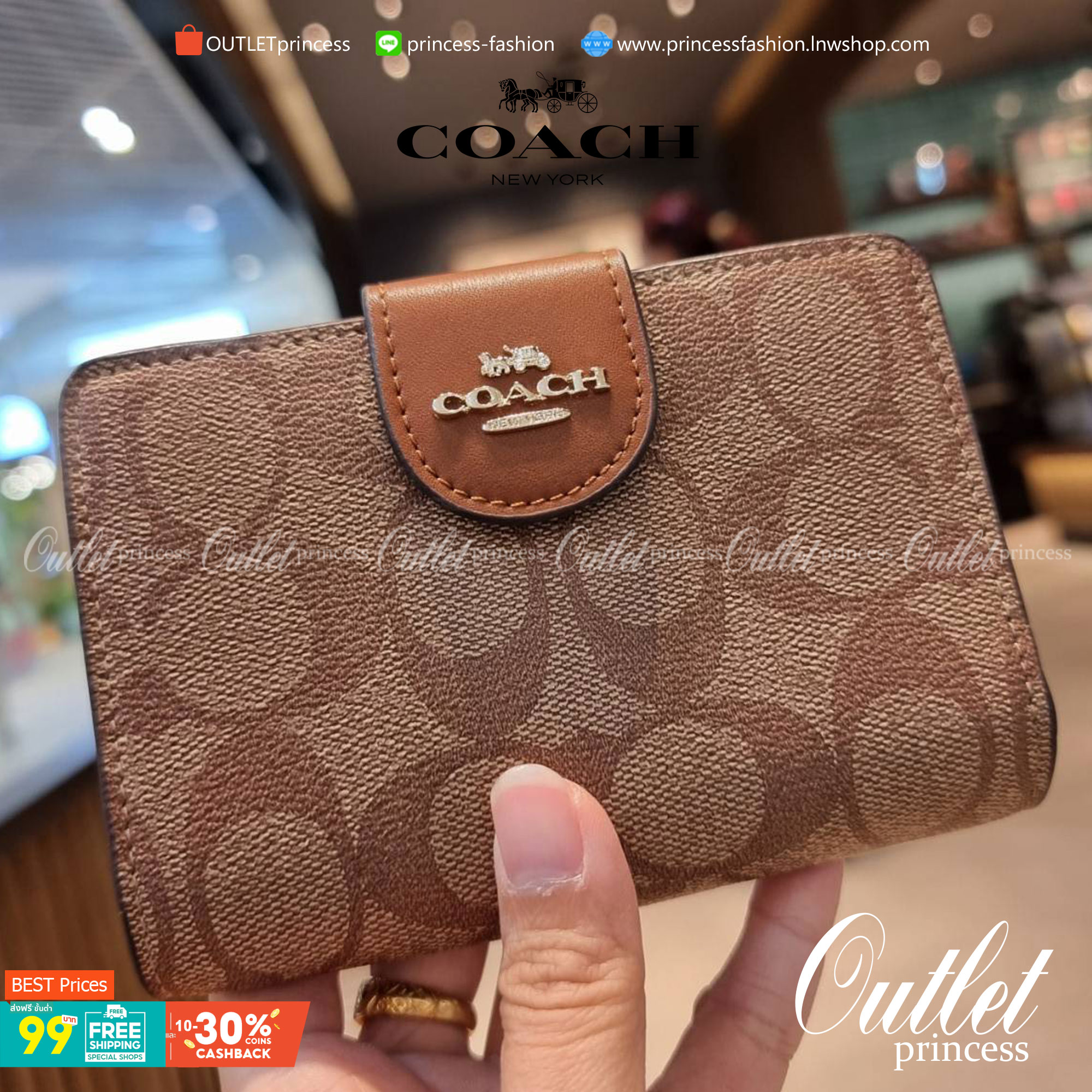 COACH C0082 MEDIUM CORNER ZIP WALLET IN SIGNATURE CANVAS ดีไซน์ใหม่ล่าสุด!! กระเป๋าสตางค์ใบกลาง 👛 ขนาดกำลังเหมาะมือ วัสดุหนังแคนวาสเคลือบลาย ดูแลรักษาง่าย มีช่องใส่บัตรและธนบัตรครบ และช่องซิปแยกไว้ใส่เหรียญ ครบเซ็ทแบบนี้เหมาะส่งต่อเป็นของขวัญที่สุ