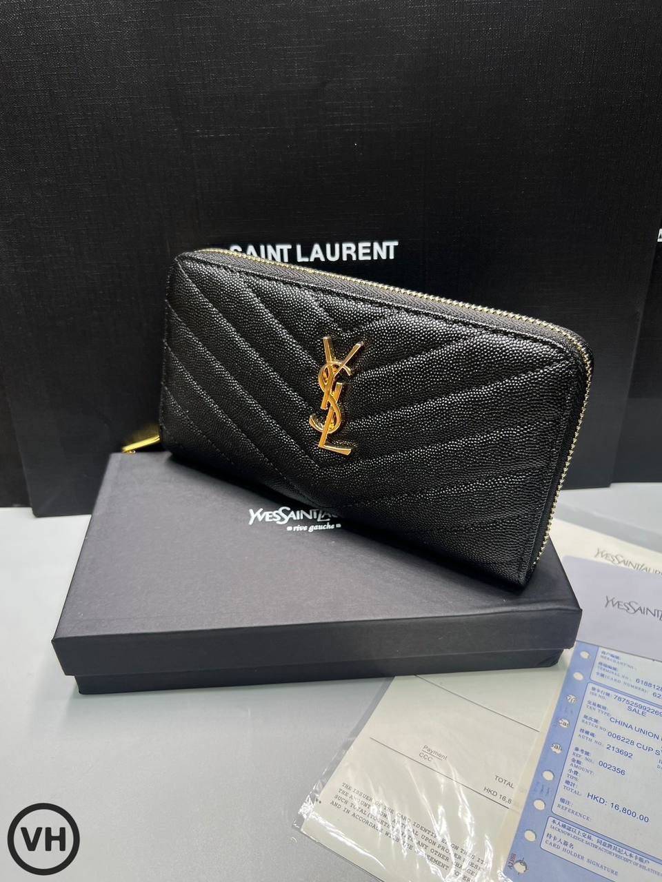 ORI หนังแท้ | YSL zip around wallet / YSL Long Wallet กระเป๋าสตางค์ใบยาวซิปรอบ 🤍 เกรดออริจินอล