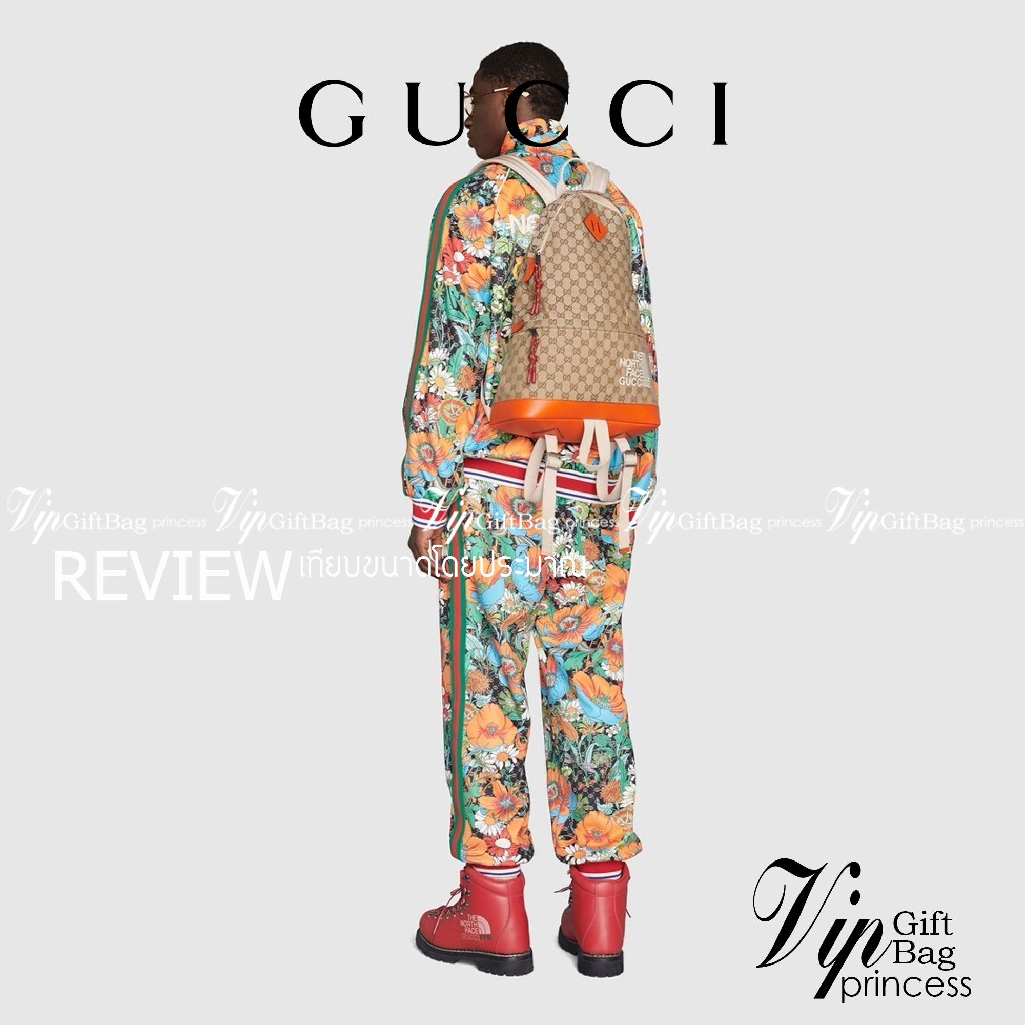 หนังแท้ The North Face x Gucci backpack พร้อมส่งที่ไทย