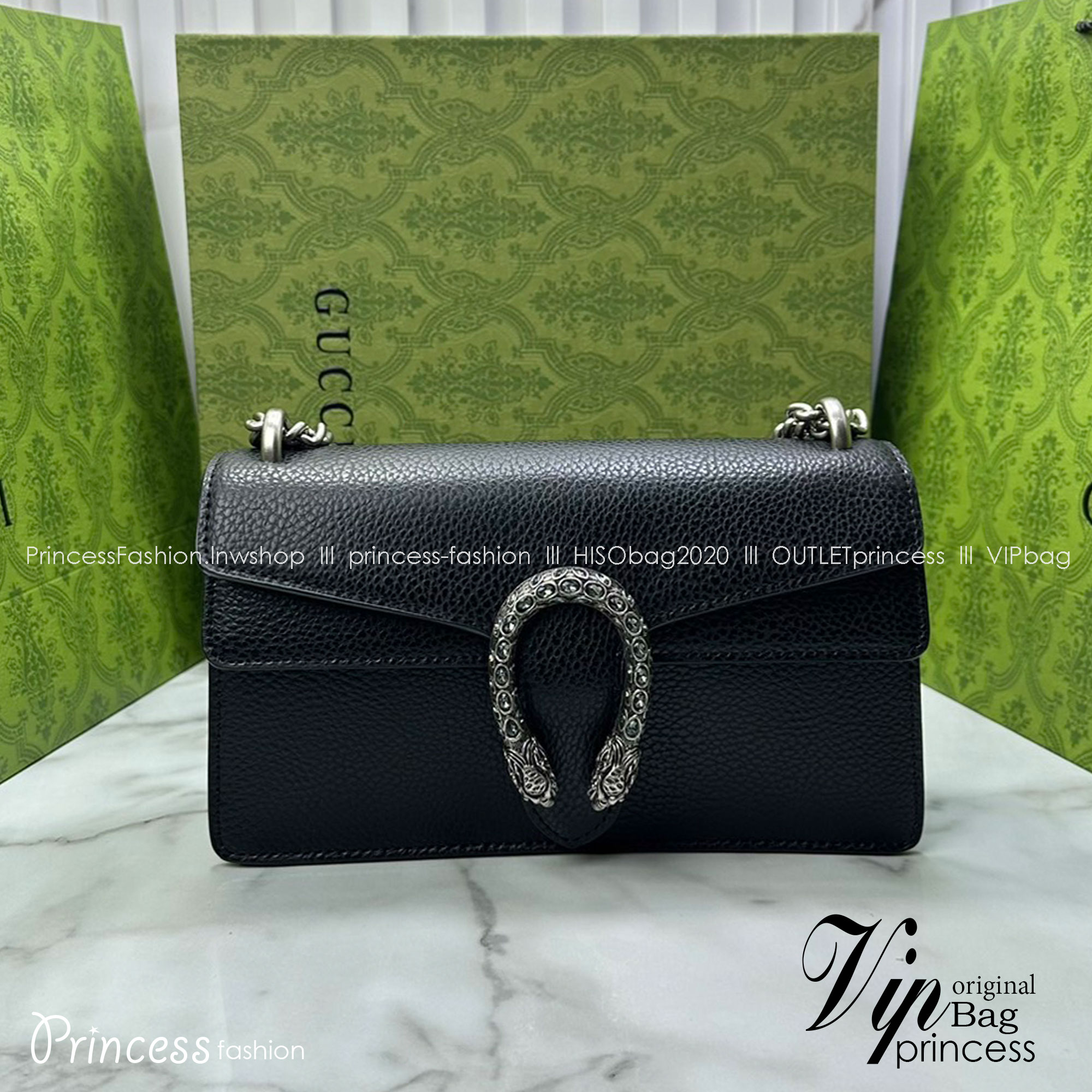 GUCCI DIONYSUS LEATHER SUPER MINI BAG กระเป๋าสะพายไดโอนิซูสหรูหราเป็นเอกลักษณ์ เกรดออริ สลับแท้ 1:1 ใช้งานต่างประเทศได้