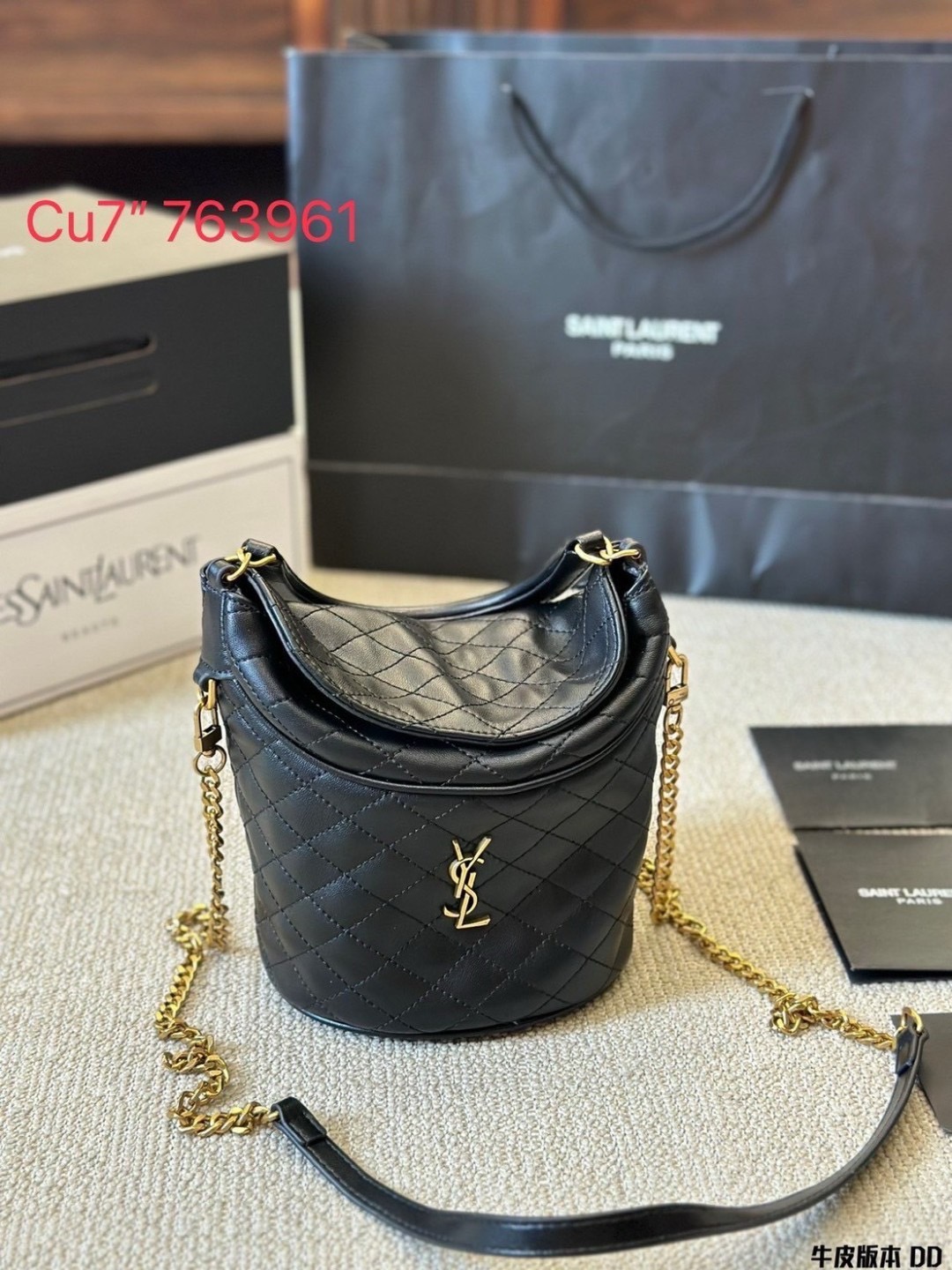 YSL mini Gaby lambskin bucket bag กระเป๋าสะพายทรงถัง งานหนังเต็มใบ สีดำอะไหล่ทองสวยคลาสสิก 🧡เกรดวีไอพี ไฮเอน