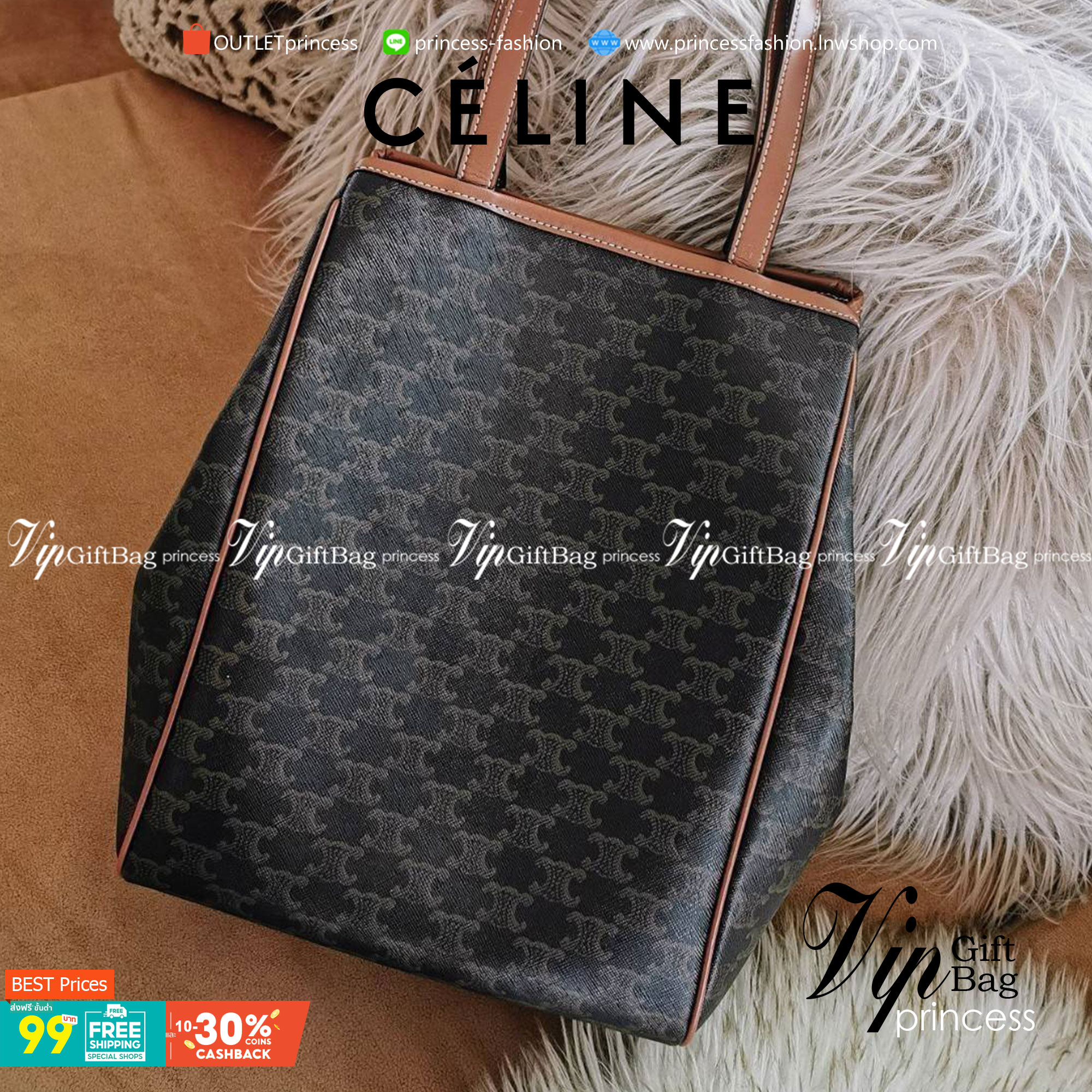 กลับมาตามคำเรียกร้อง! พร้อมส่งรุ่นหายากนะคะ!✴️ RARE ITEMS! NEW CELINE SHOPPING BAG VIP GIFT WITH PURCHASE (GWP) กระเป๋าสะพายพรีเมี่ยมกิ๊ฟ Limited จาก CELINE HAUTEPARFUME DUTY FREE วัสดุ TRIOMPHE CANVAS หนังสวยอยู่ทรงกันน้ำในดีไซน์ทรง TOTE สวยหรูคลา