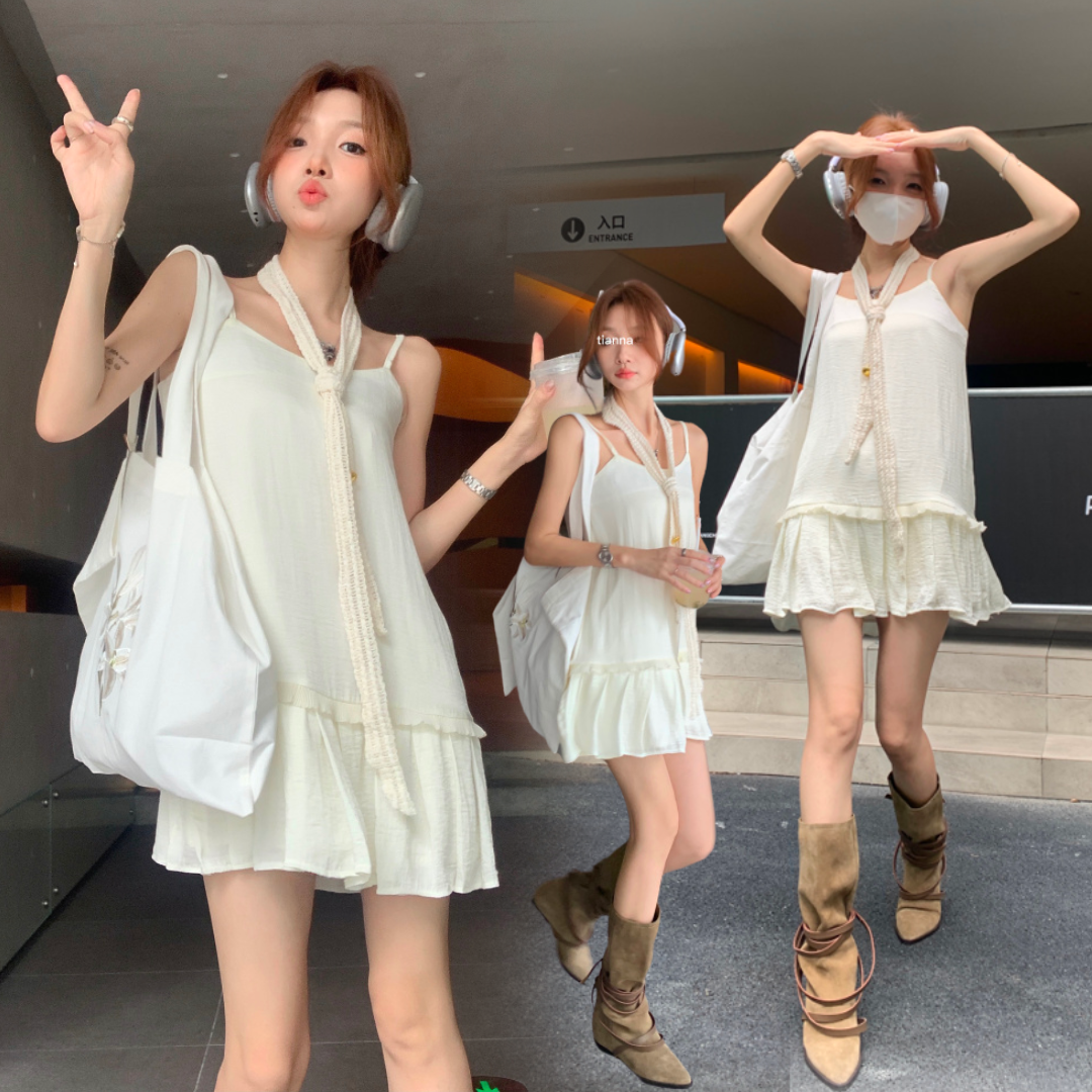 พร้อมส่ง 🧀🌈 Nubdao dress เดรสสายเดี่ยวเปิดไหล่สวยๆ (IN38108)