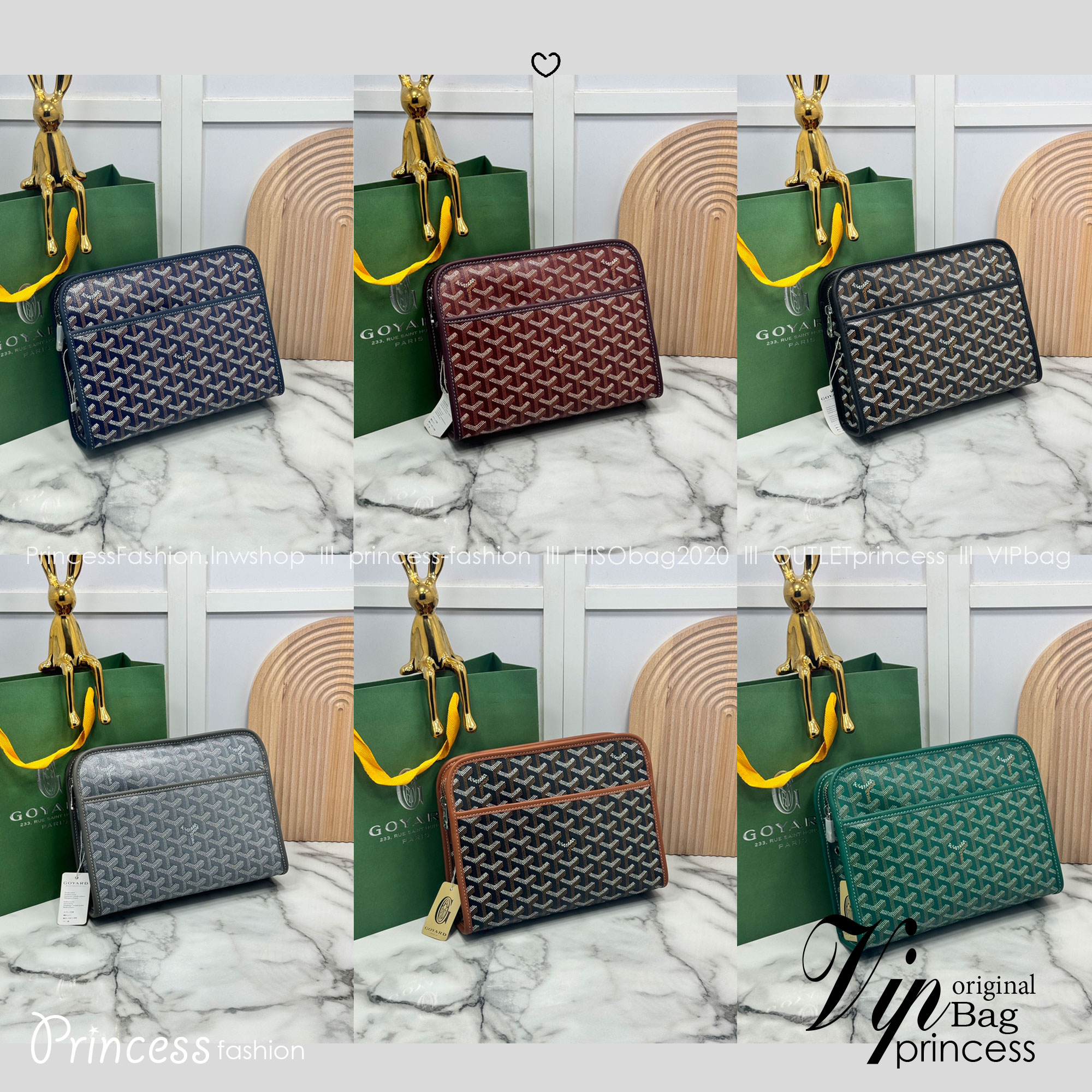 ORI หนังแท้ | Goyard Jouvence MM Toiletry Bag / Goyard Clutch bag กระเป๋าทรงคลัชกะทัดรัด เหมาะสำหรับการเก็บของในแนวตั้งและป้องกันการหกหรือรั่วไหล แคนวาสทำความสะอาดง่าย