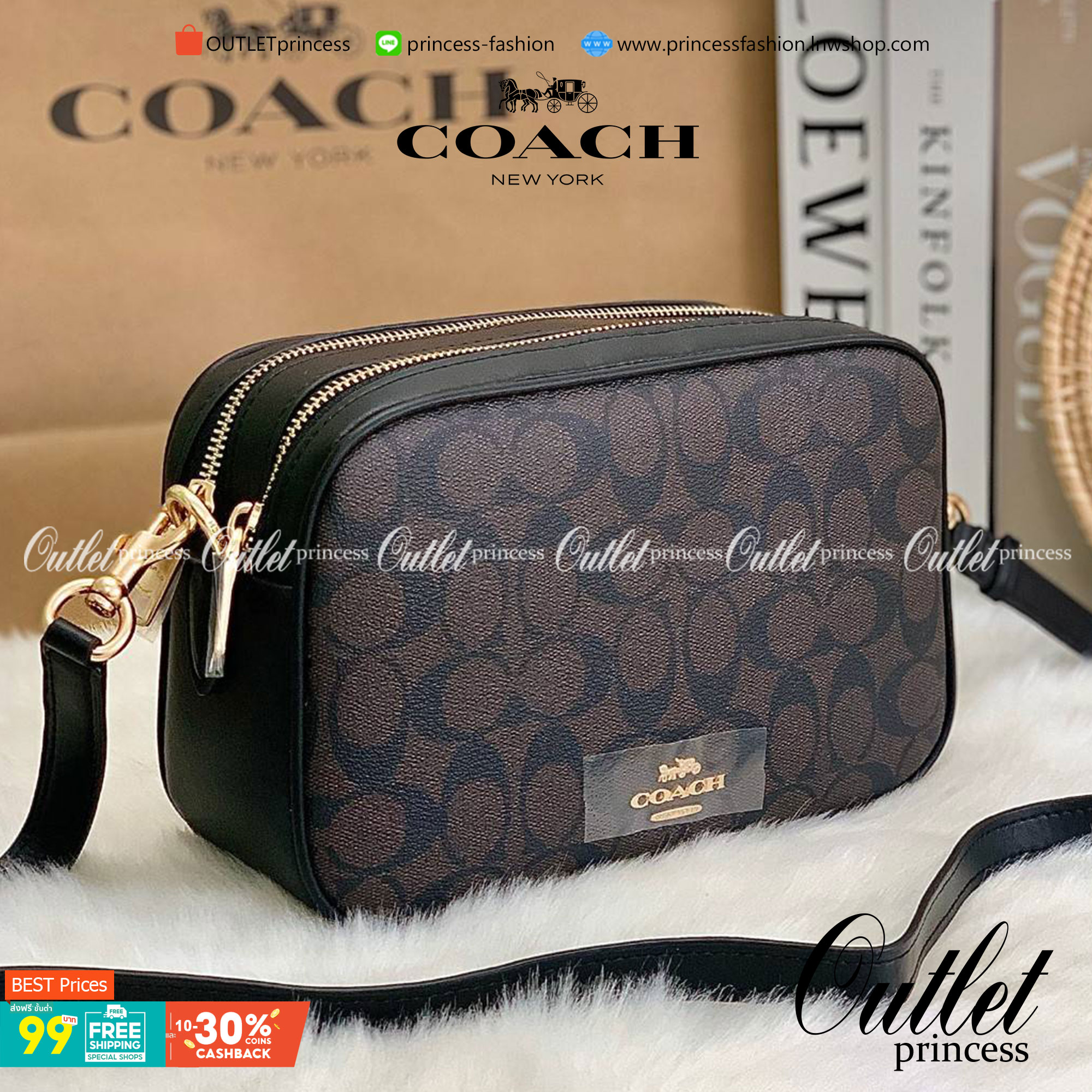 ใครรออยู่จัดเลยค่ะ มากี่รอบไม่พอจริงๆค่ะ😁 COACH JES CROSSBODY IN SIGNATURE BAG กระเป๋าสะพายข้าง//ครอสบอดี้ร์ วัสดุหนังแท้ หนังนิ่มทรงสวย 🔺อะไหล่ป้ายห้อยโลหะแบรนด์นะคะ กระเป๋าแบ่ง2ซิป แต่ละช่องกว้าง สามารถใส่กระเป๋าเงินใบยาวได้; ของจำเป็นได