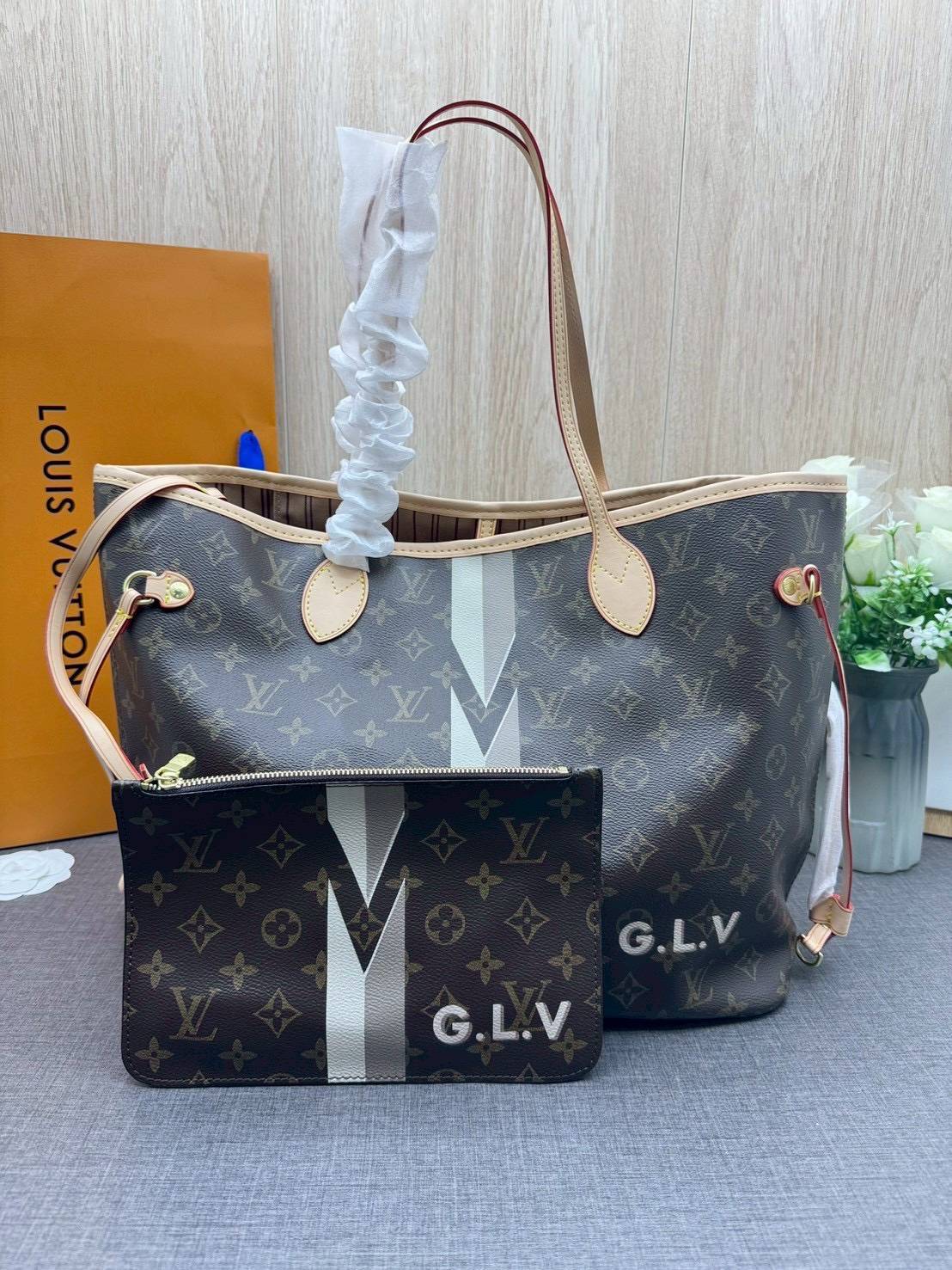 ORI หนังแท้ | LV Neverfull MM Mon Monogram / LV Tote Bag กระเป๋าสะพายทรงโท้ทใบใหญ่