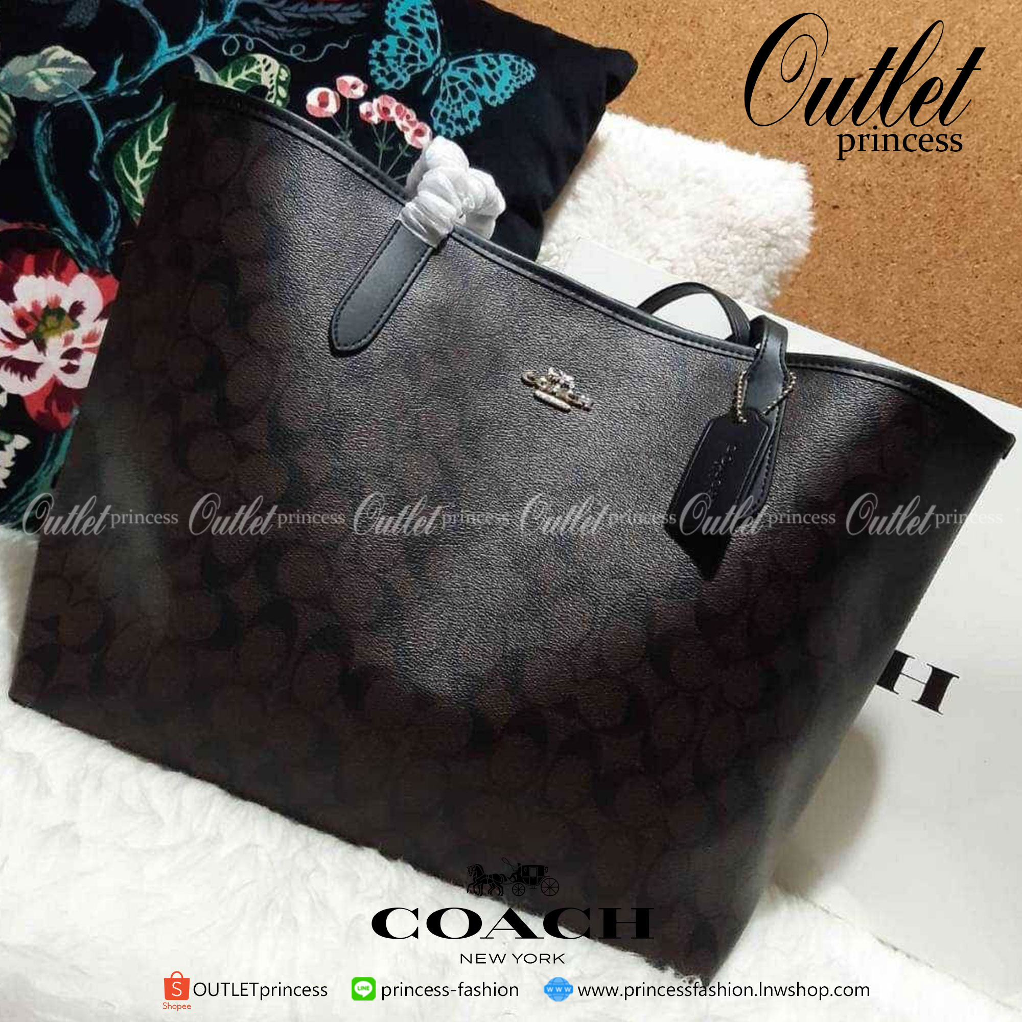 COACH C5696 CITY TOTE IN SIGNATURE CANVAS กระเป๋าถือทรงโท้ทใบใหญ่ ใส่ของได้ของครบครัน