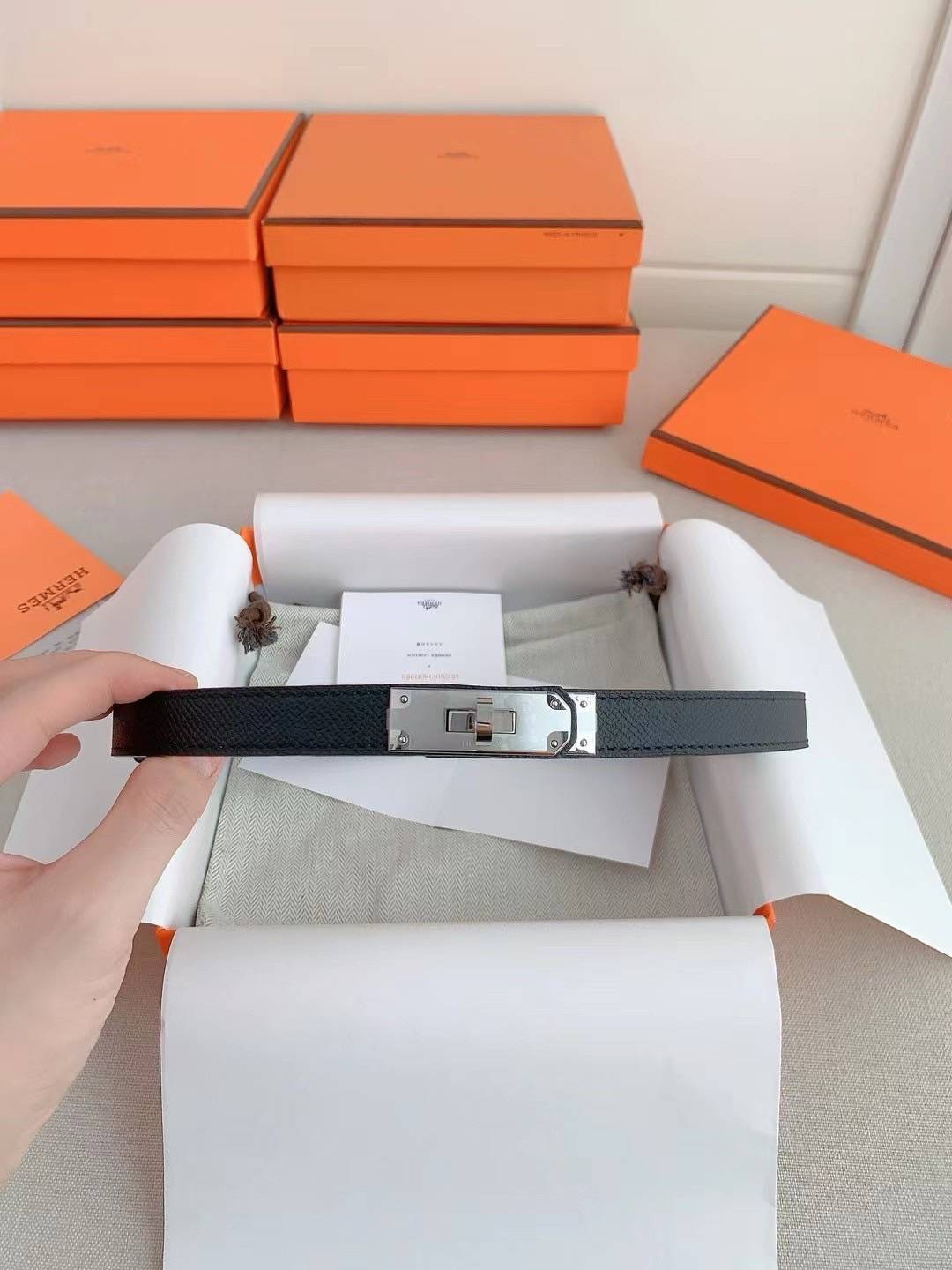 TOP ORI | Hermes Kelly 18 belt leather เข็มขัดแอเมสเกรดเทียบแท้ หนังแท้ full box set